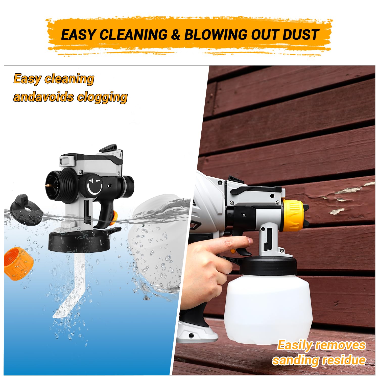 DEKOPRO PAINT SPRAYER pistolet de peinture 1000 W, 1200 ml, gris-jaune