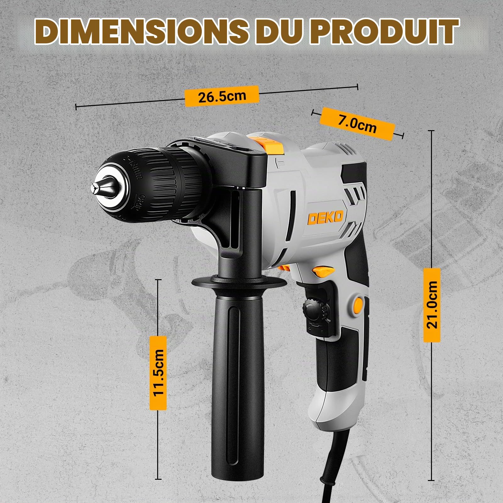 DEKOPRO POWER TOOLS perceuse à percussion 710 W avec 12 mèches