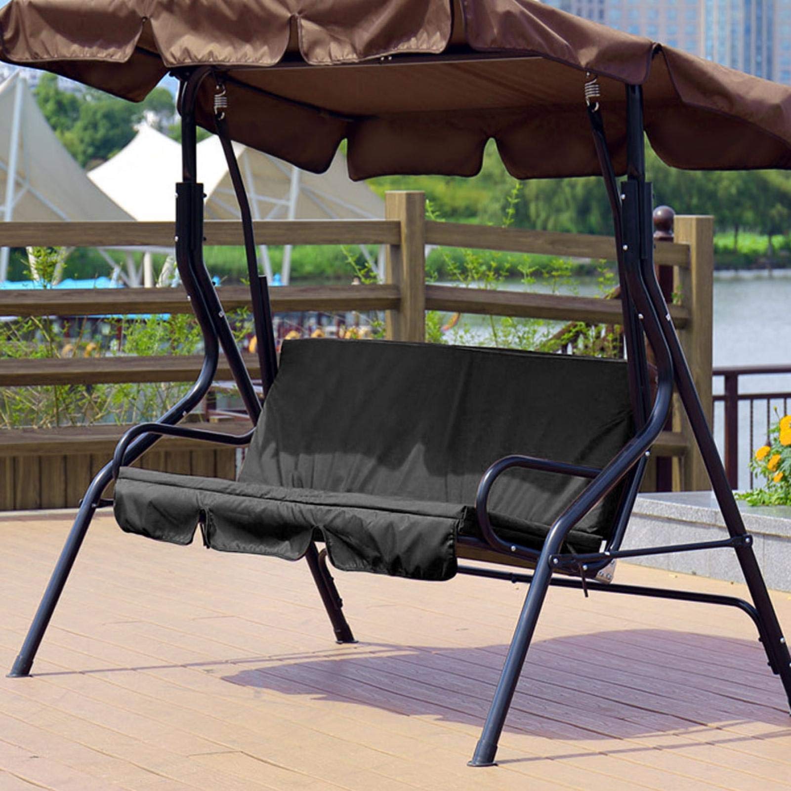 Omabeta Garden Machinery & Agricultural Equipment coussin de balançoire 3 places noir 150 x 50 cm imperméable
