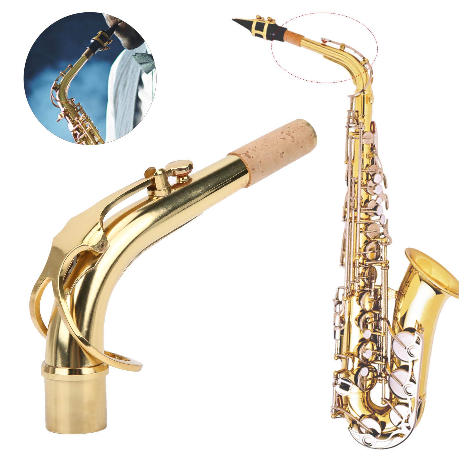 Omabeta Toys & Games Col de saxophone alto en laiton doré