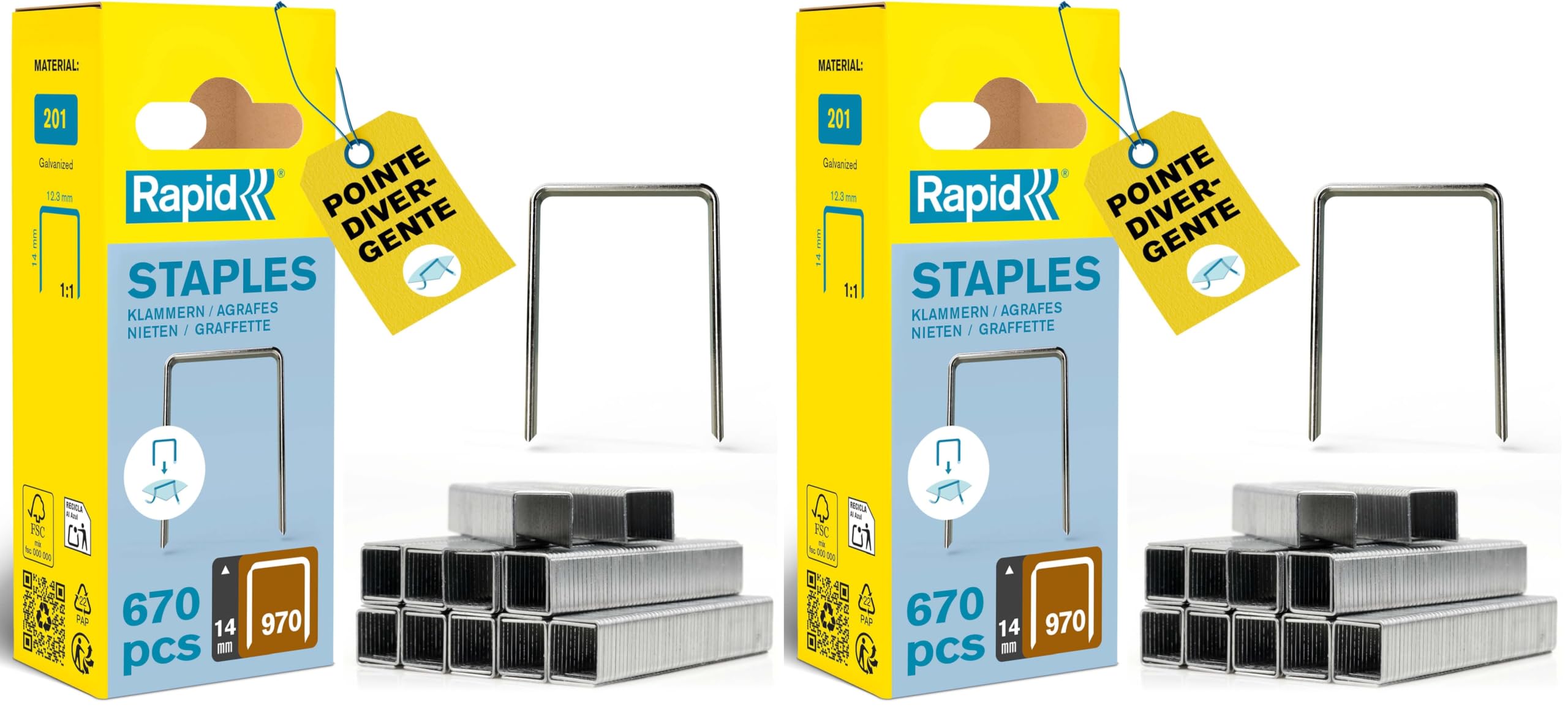Rapid’os 16 Agrafage 970 agrafes fil plat 14 mm 672 pièces galvanisées