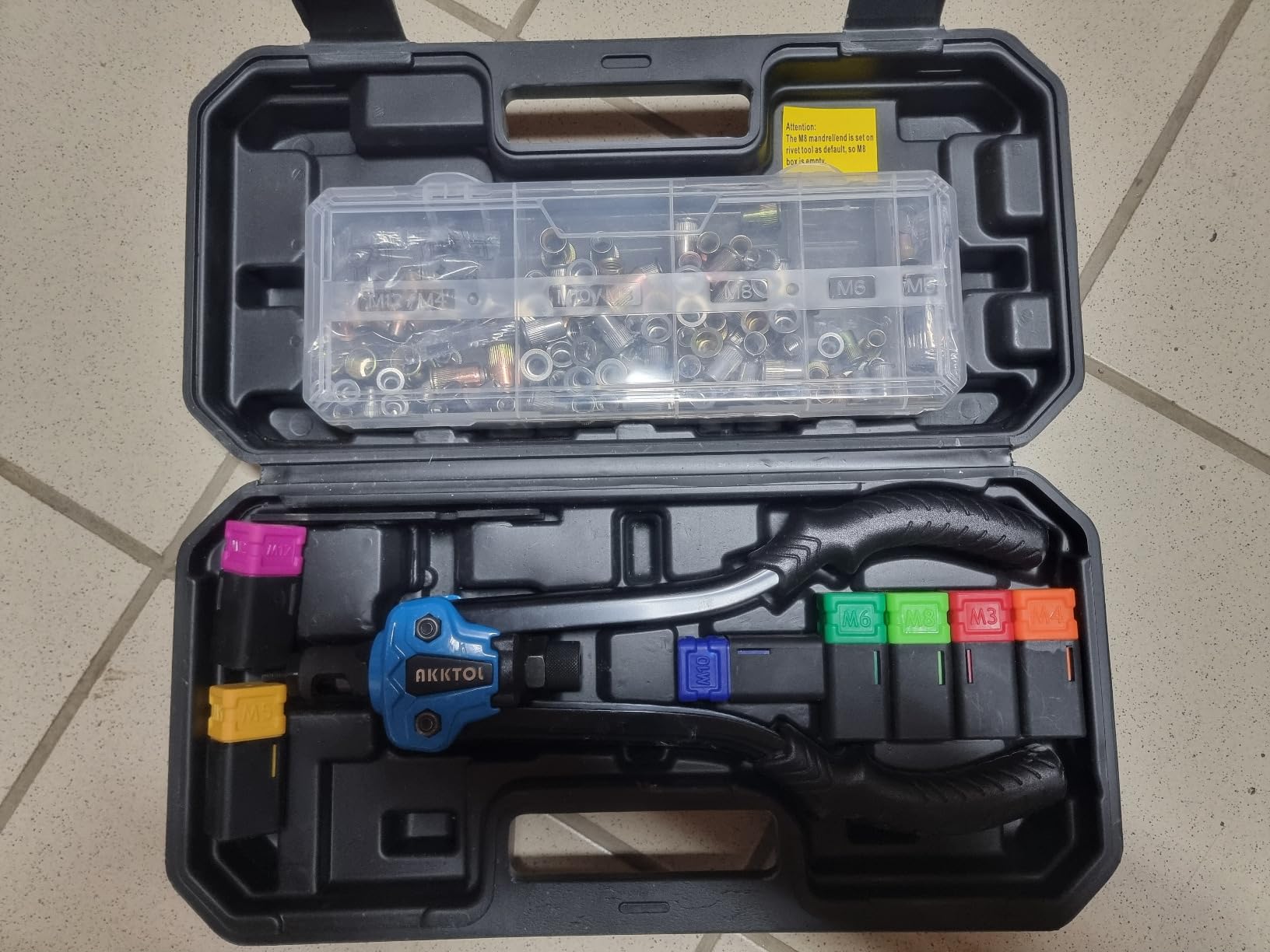 AKKTOL Rivet Nut Tools pince à insert fileté avec coffret, 7 mandrins M3-M12
