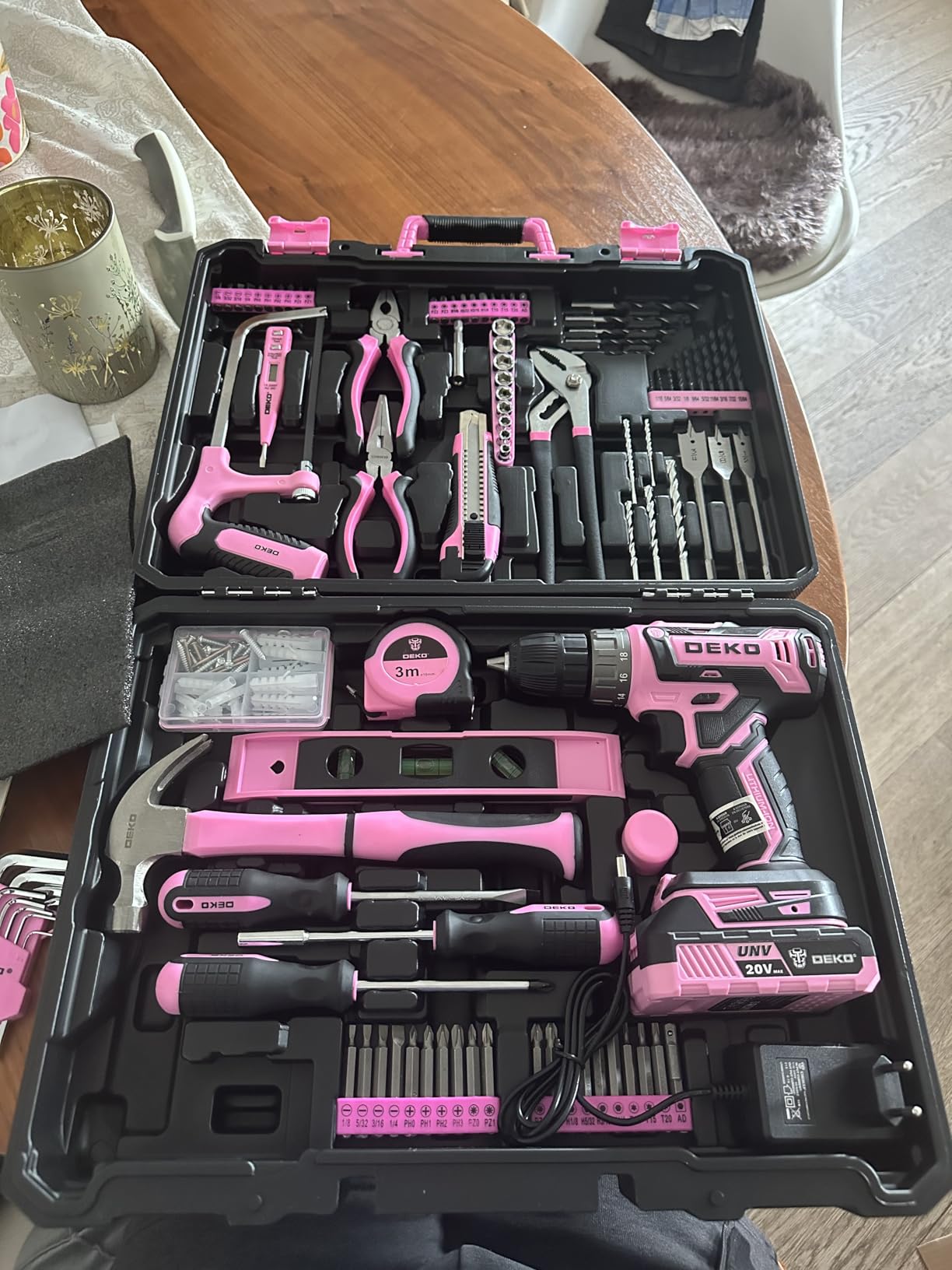 DEKOPRO TOOL KIT coffret 186 pièces bleu avec perceuse 20 V