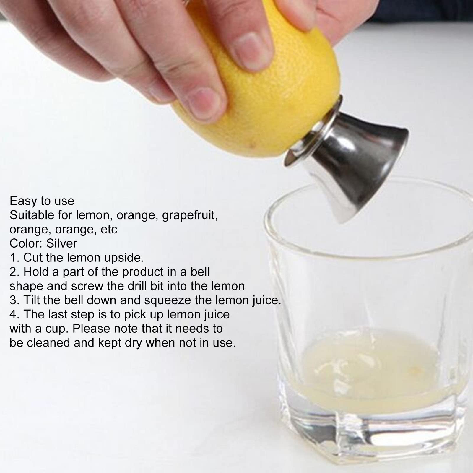 Omabeta Kitchen Utensils & Cooking Tools presse-citron manuel en acier inoxydable 304, argent