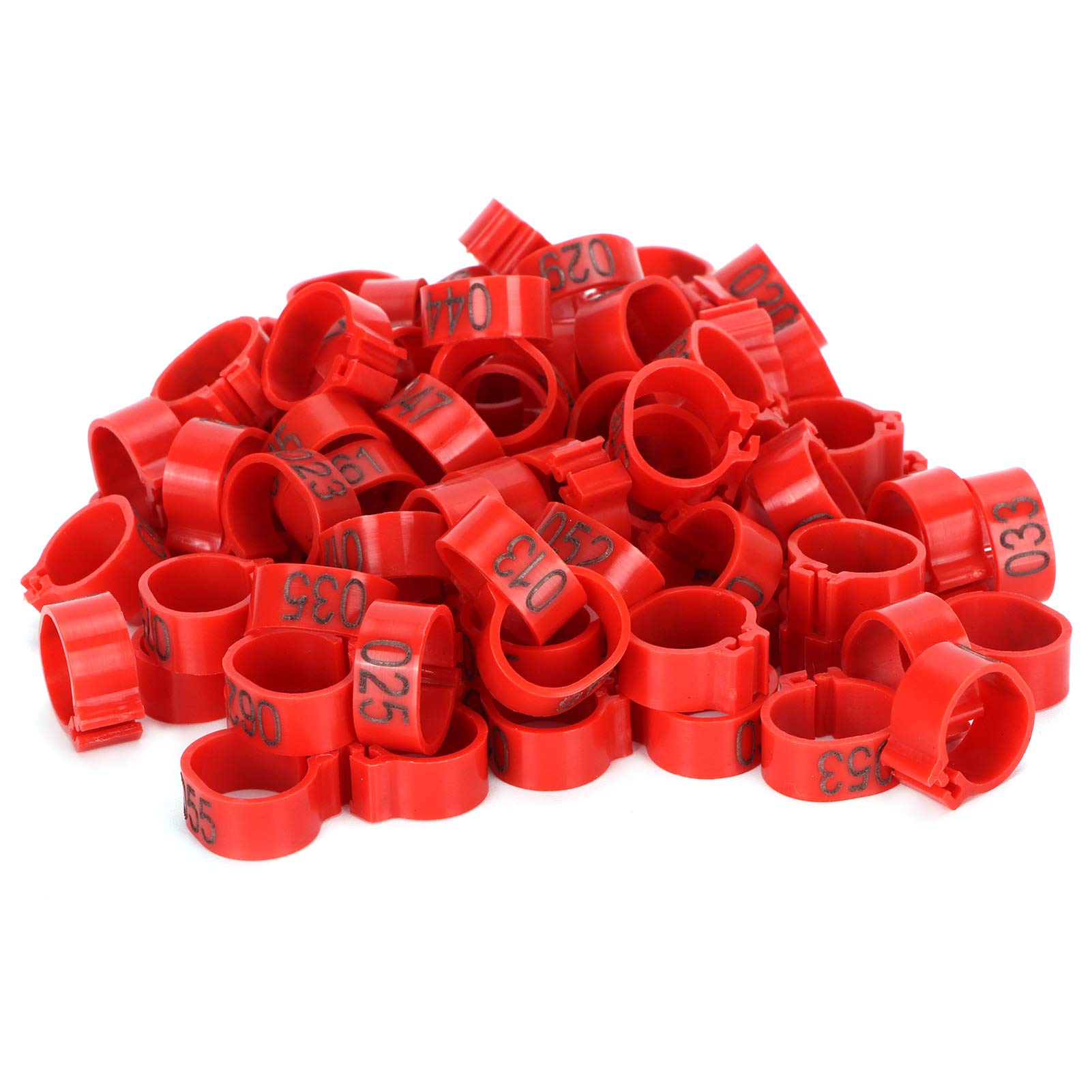 Omabeta Pet Supplies Bague d’identification pour pigeons 001–100, rouge 12 mm, 100 pièces