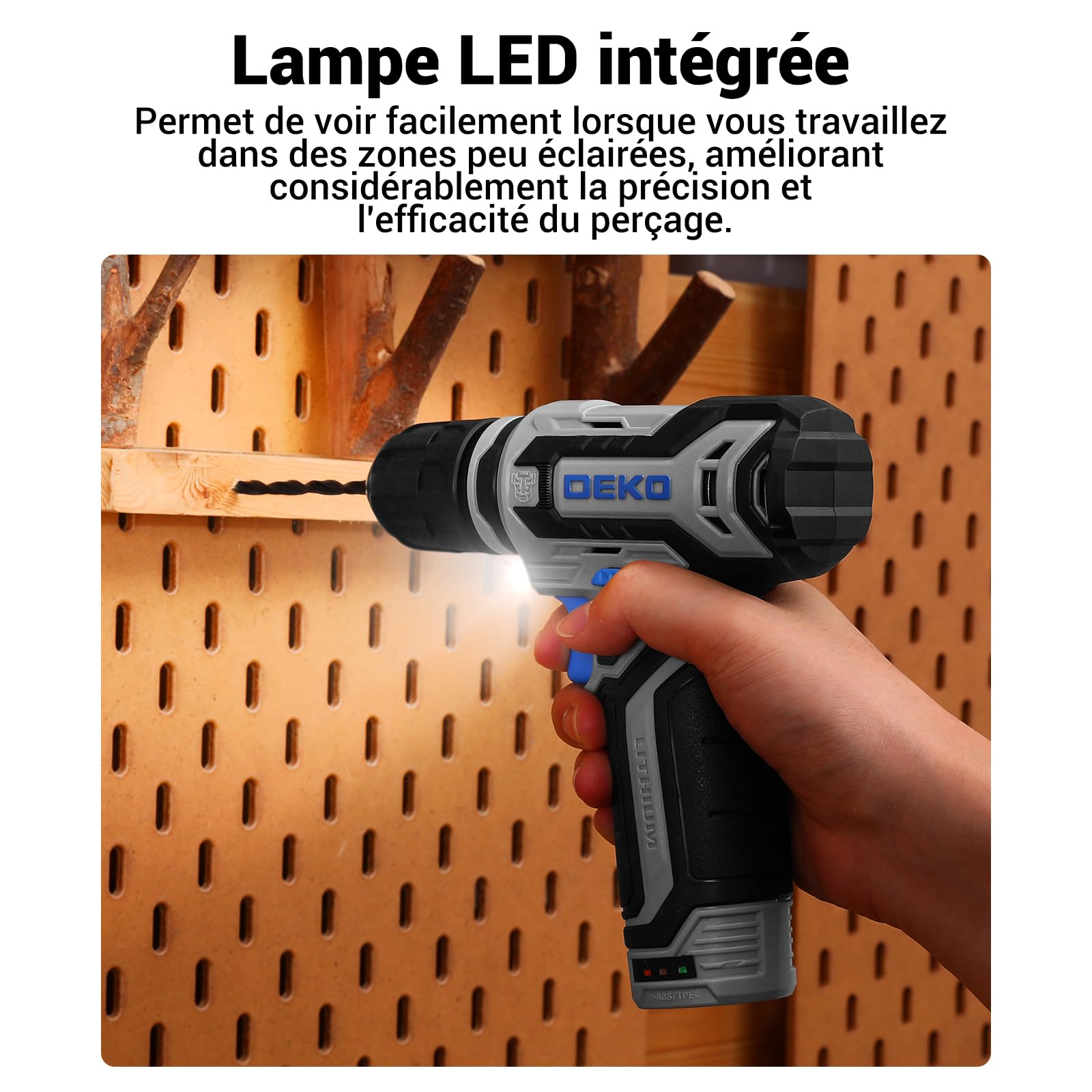 DEKOPRO TOOL KIT 238 pièces caisse à outils avec visseuse 12 V bleue