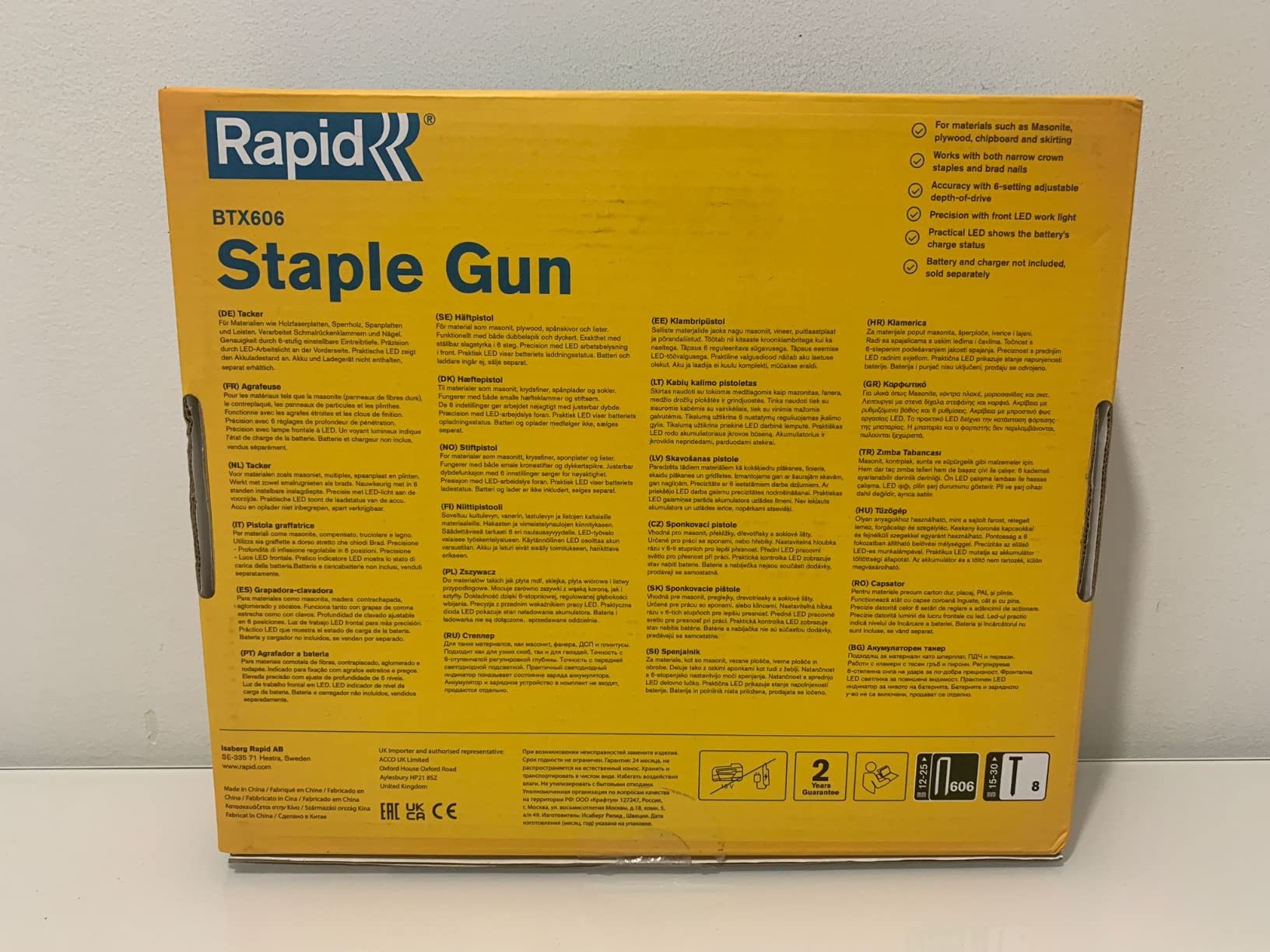 Rapid’os 16 Agrafage BTX606 agrafeuse-cloueuse sans fil 18 V sans batterie