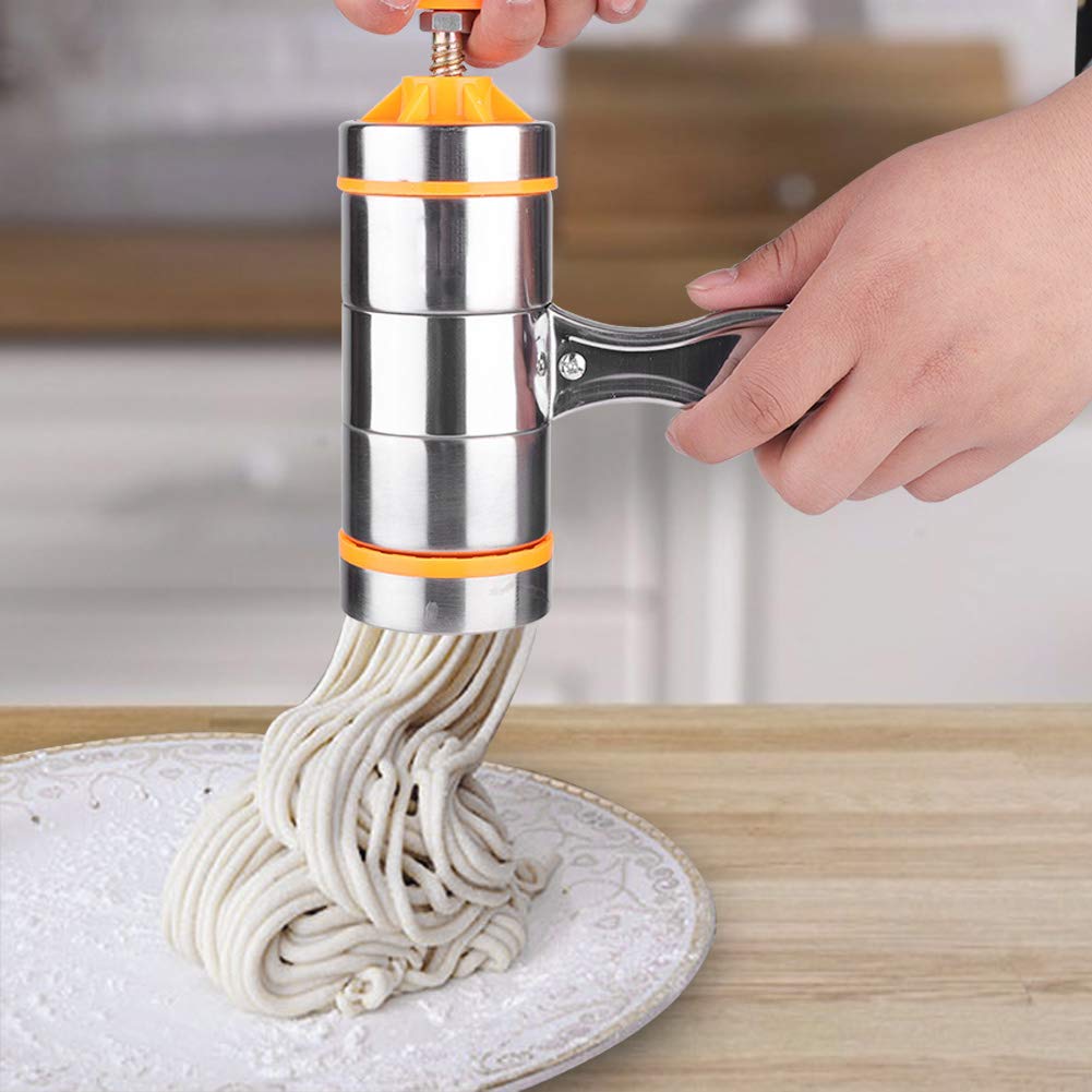 Omabeta Kitchen Utensils & Cooking Tools presse à pâtes manuelle orange 7 moules inox