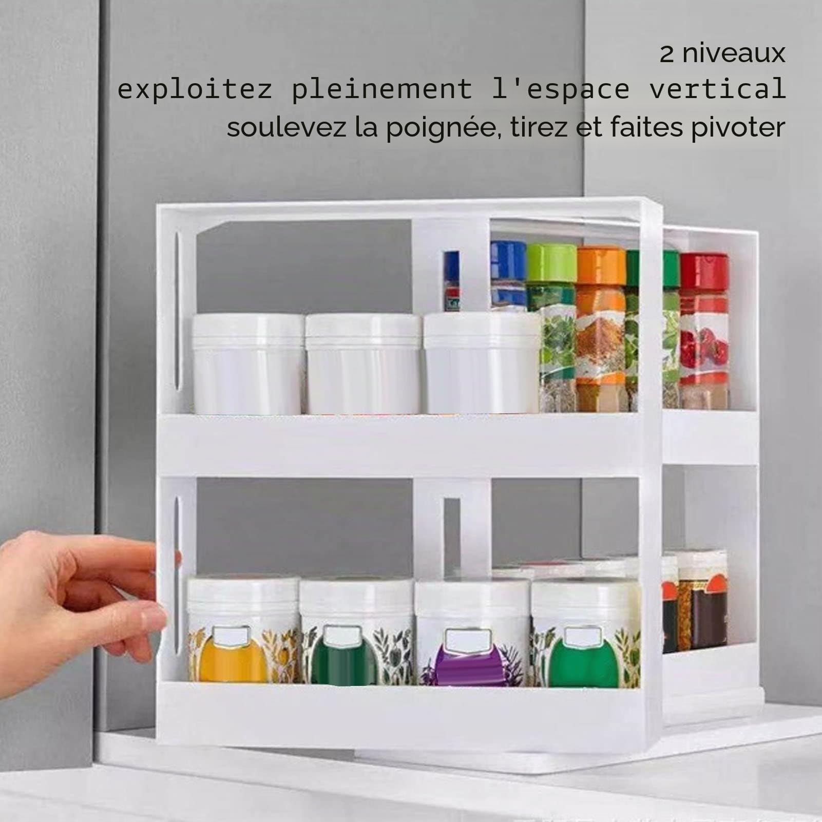 Omabeta Home Décor & Bathroom Décor Support à épices 2 niveaux coulissant