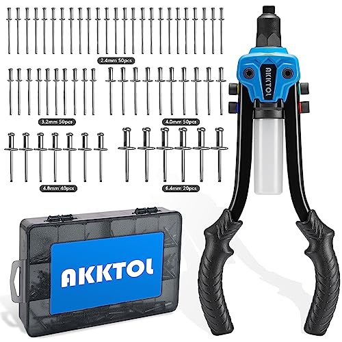 AKKTOL Rivet Guns 811 pince à riveter 33 cm, 210 rivets, 5 tailles