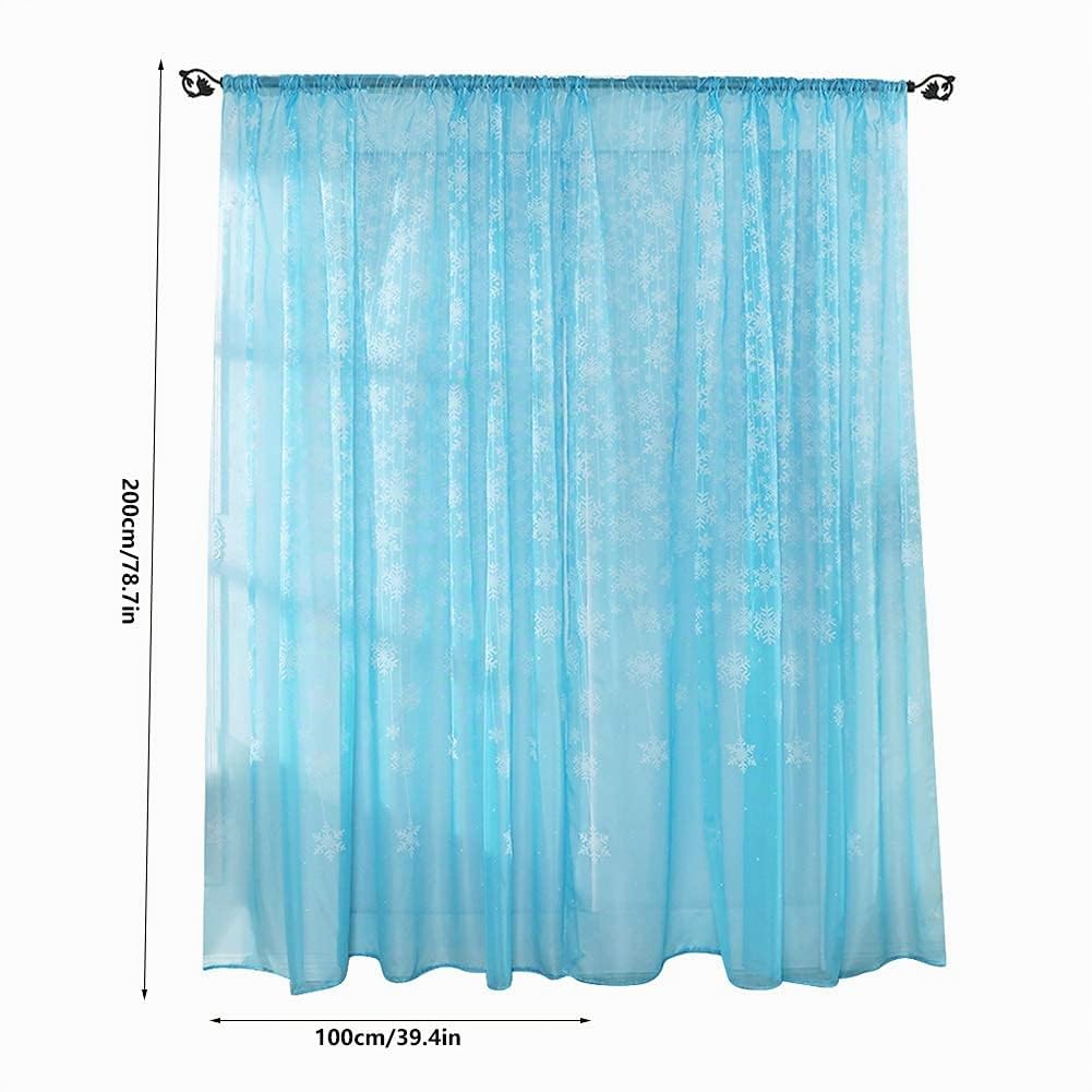 Omabeta Home Décor & Bathroom Décor rideau voilage flocon de neige bleu ciel 1 pièce polyester