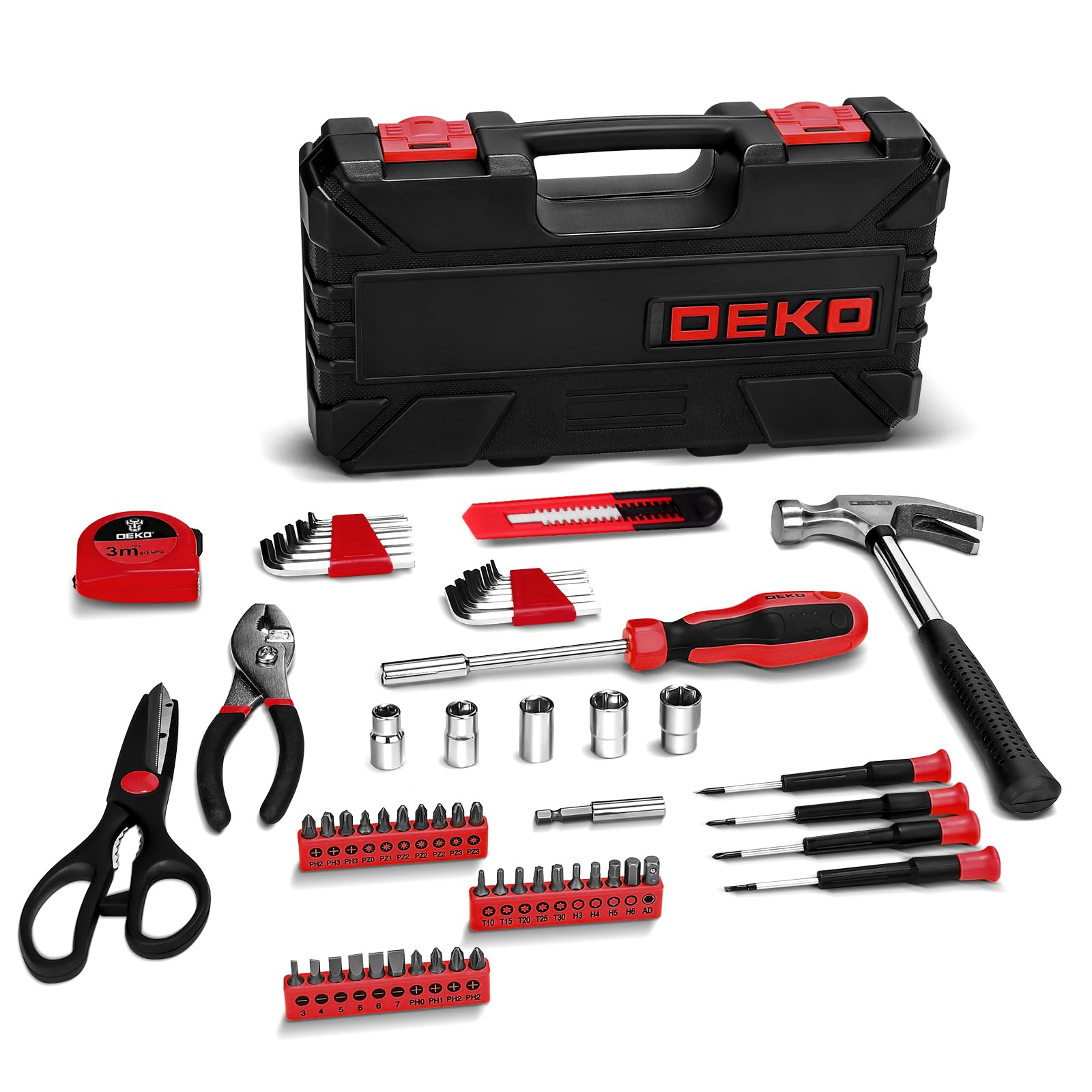 DEKOPRO TOOL KIT TZ62 coffret à outils 62 pièces rouge