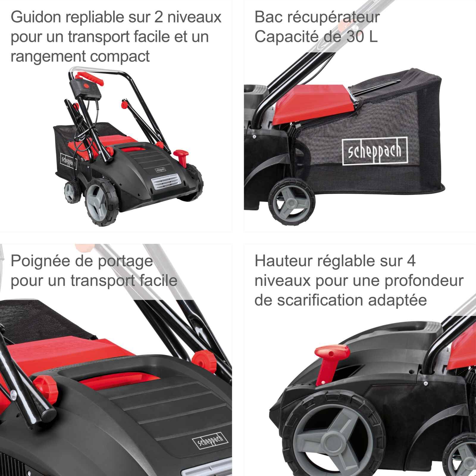 Scheppach KG Series SC32 scarificateur électrique 32 cm, bac 30 L