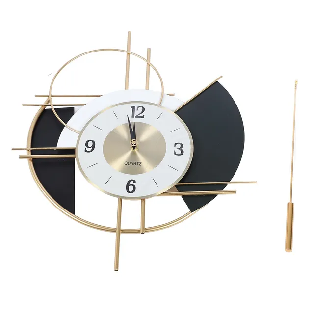 Omabeta Home Décor & Bathroom Décor horloge murale silencieuse noire et or 42,5 cm