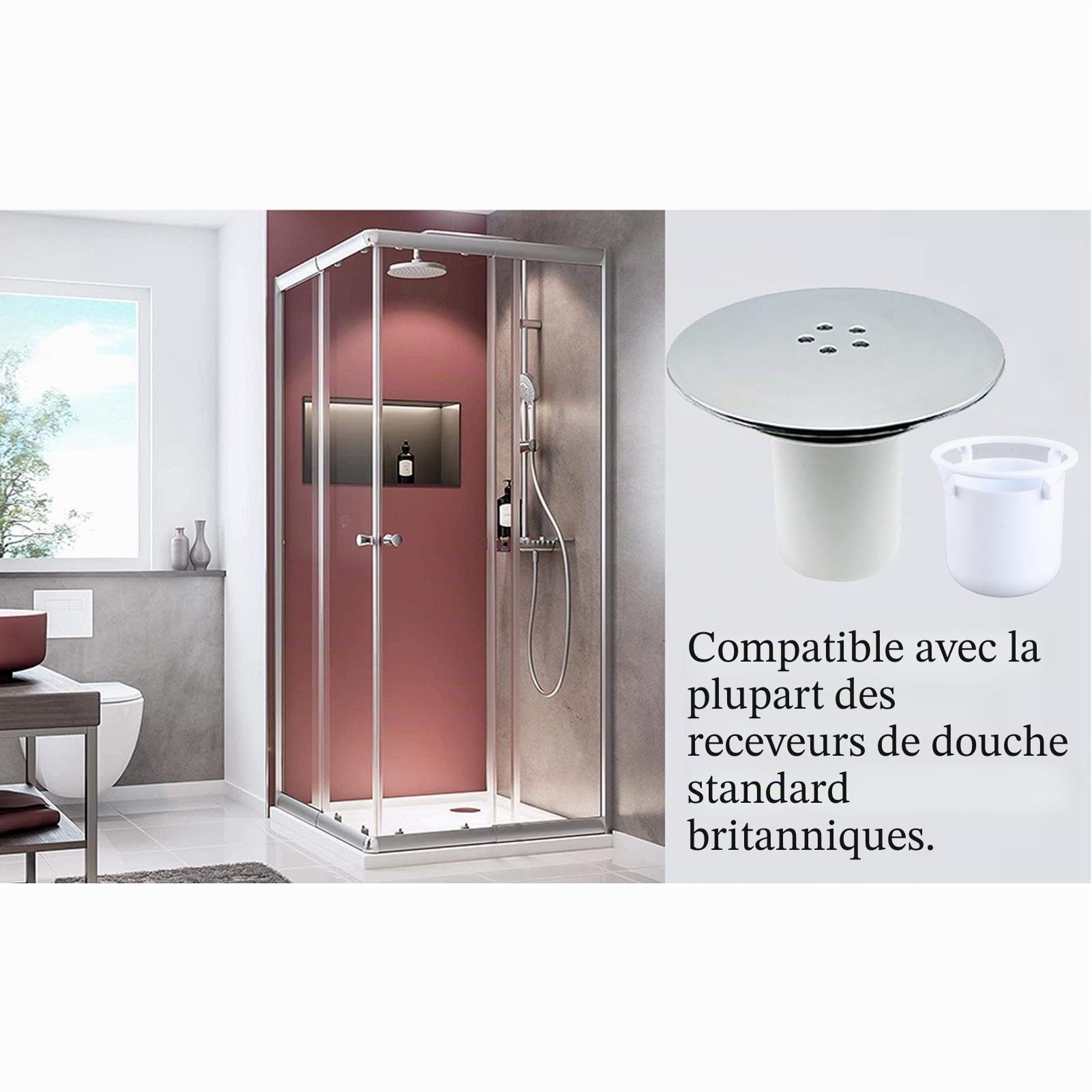 Omabeta Home Décor & Bathroom Décor couvercle de bonde douche 90 mm avec coupelle blanche