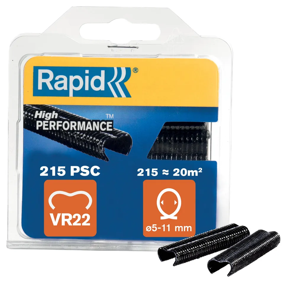 Rapid Jardin VR22 agrafes à grillage noires 215 pièces galvanisées