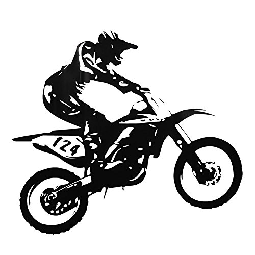 Omabeta Home Décor & Bathroom Décor sticker mural motocross noir PVC amovible 1 pièce