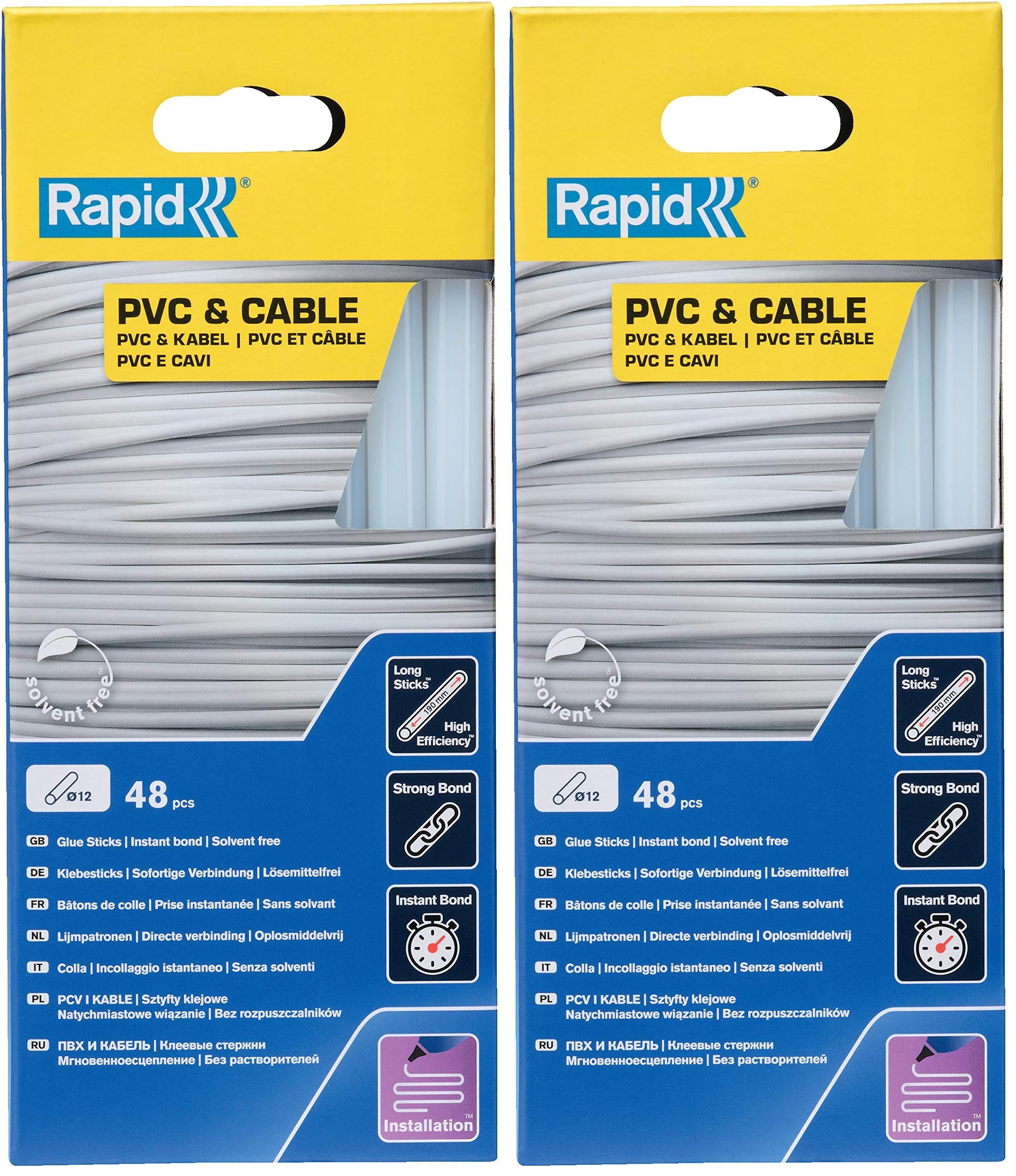 Rapid’os 16 Collage bâtons de colle PVC et câbles Ø12 mm 48 pièces transparents