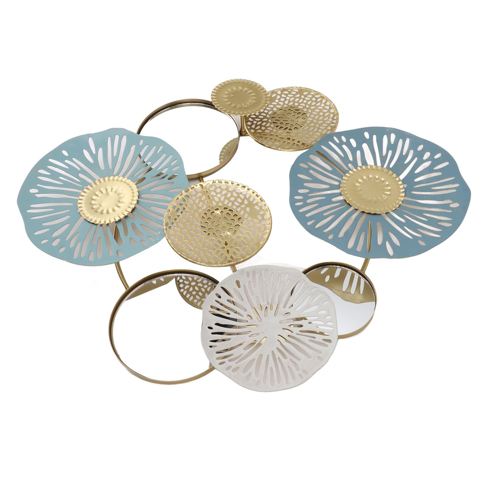 Omabeta Home Décor & Bathroom Décor Décoration murale ronde en fer avec miroir