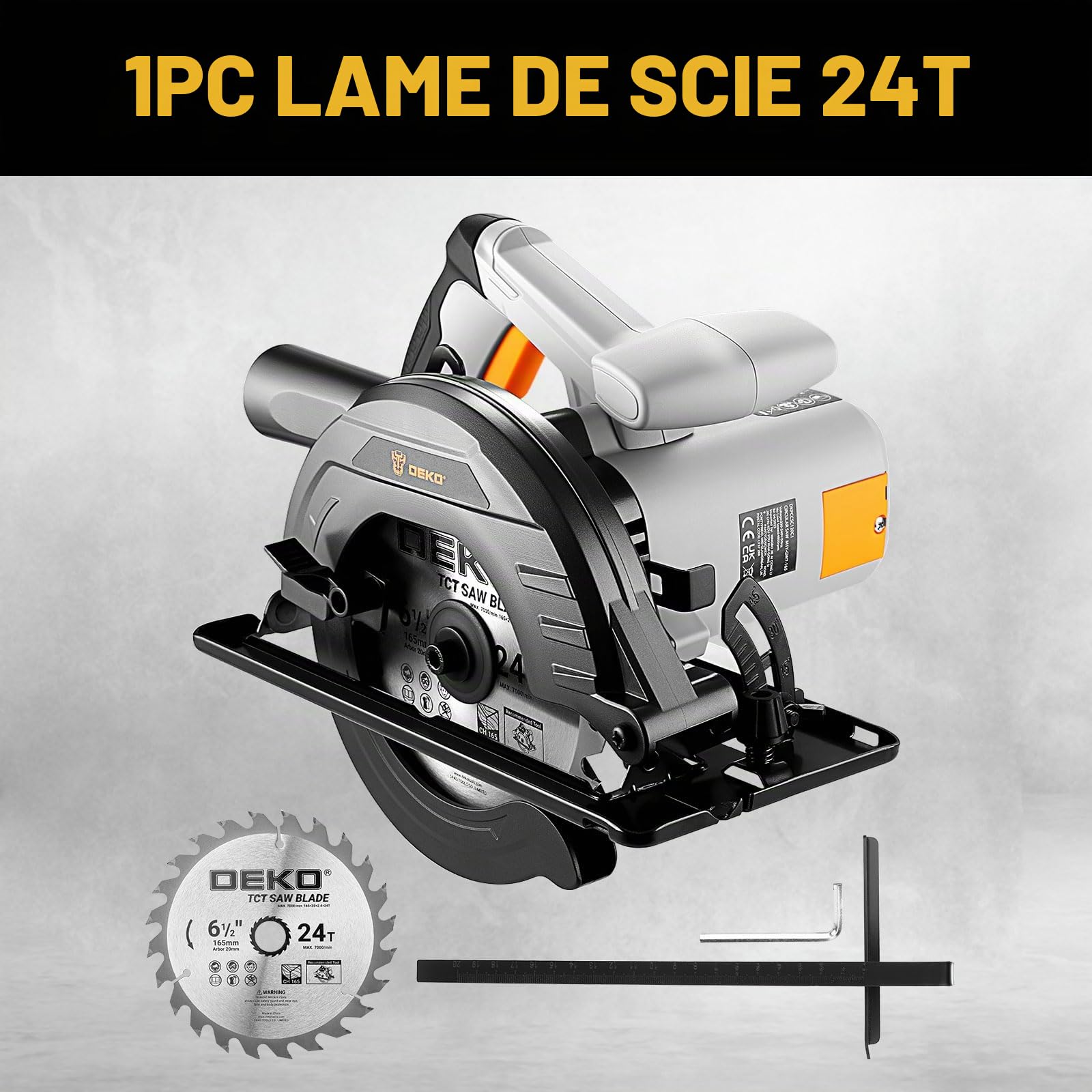 DEKOPRO POWER TOOLS scie circulaire 1200 W avec rail de guidage