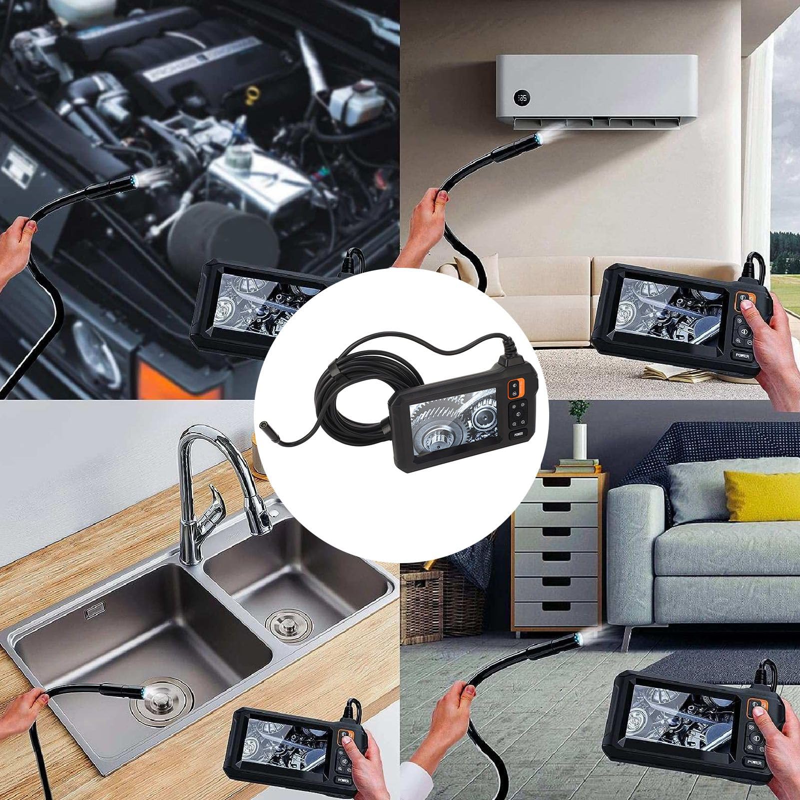 Omabeta Tools & Workshop Equipment Caméra endoscope industrielle 10 m 1080p avec écran LCD