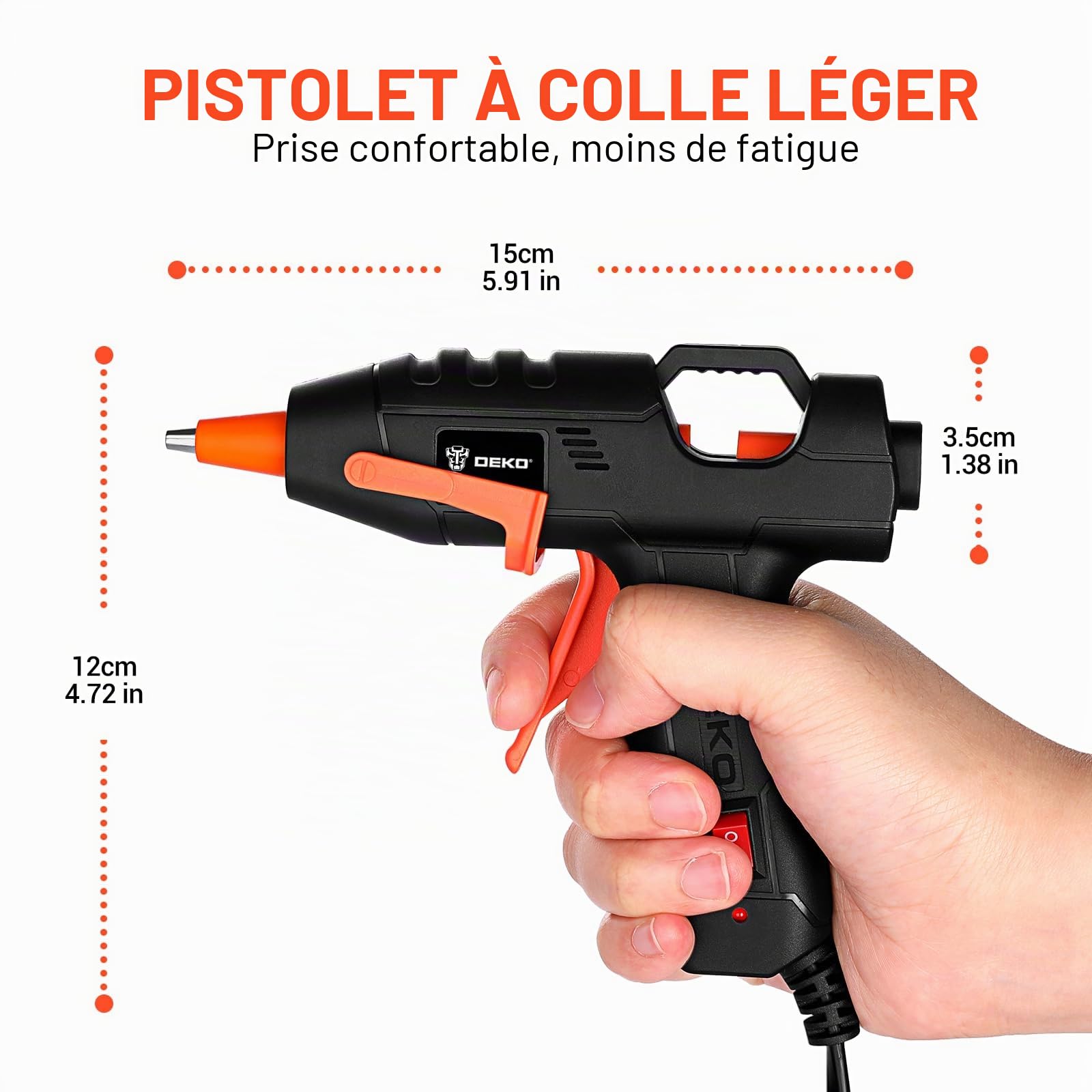 DEKOPRO POWER TOOLS Pistolet à colle 20 W blanc, 30 bâtons