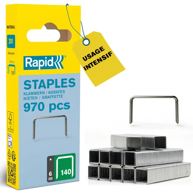 Rapid Agrafage 40109513 agrafes n°140 6 mm, 970 pièces galvanisées