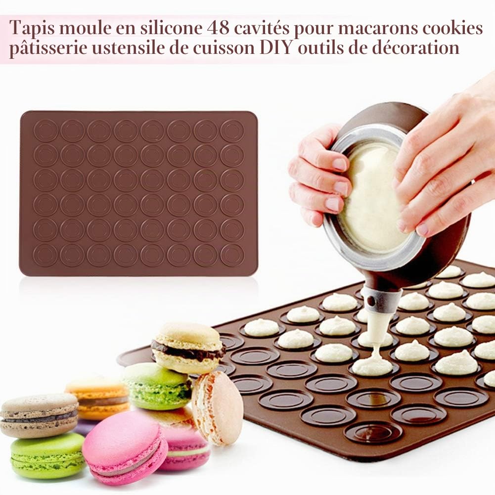 Omabeta Kitchen Utensils & Cooking Tools moule à macarons 48 cavités marron
