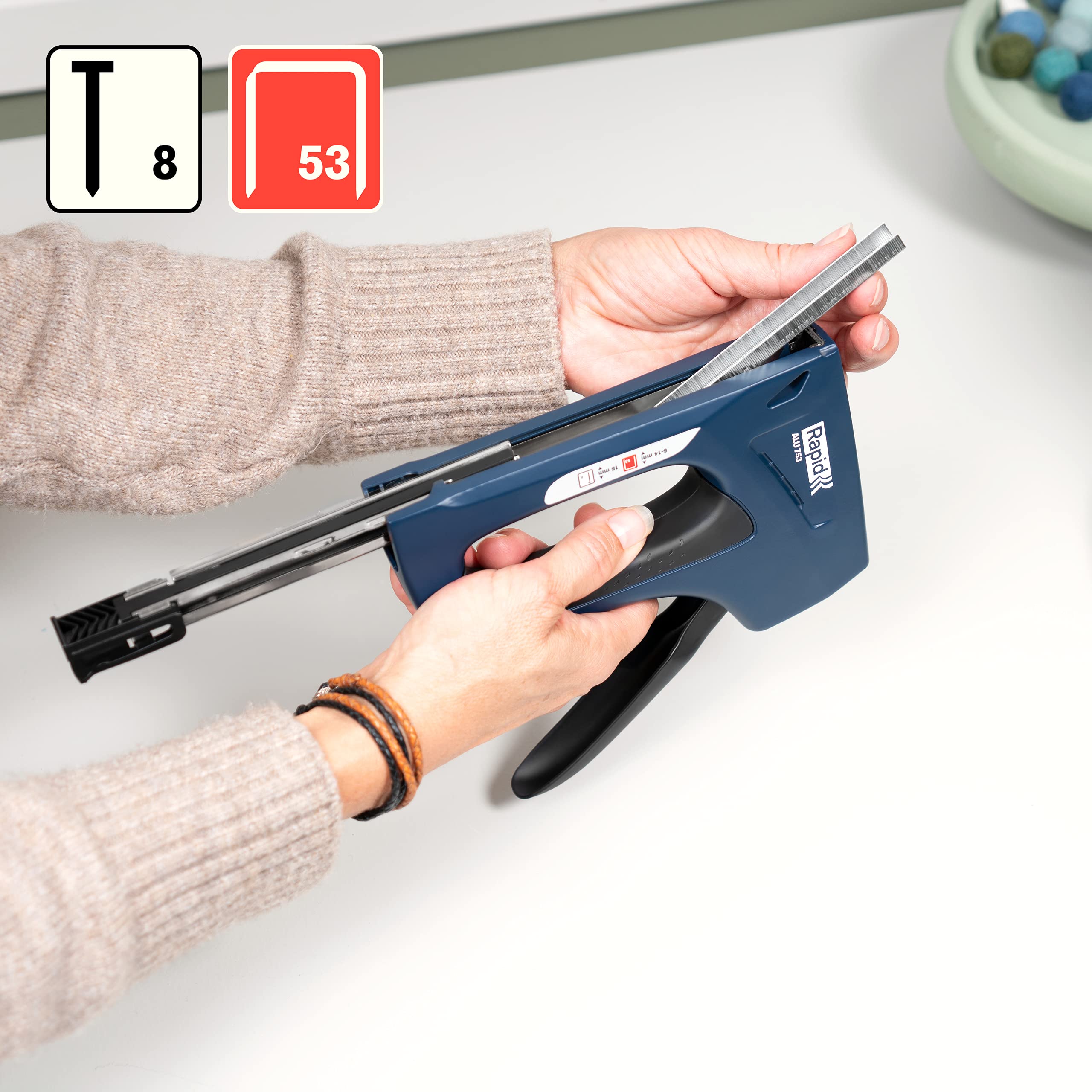 Rapid Agrafage ALU753 agrafeuse pour agrafes n°53 et clous n°8, poignée ergonomique