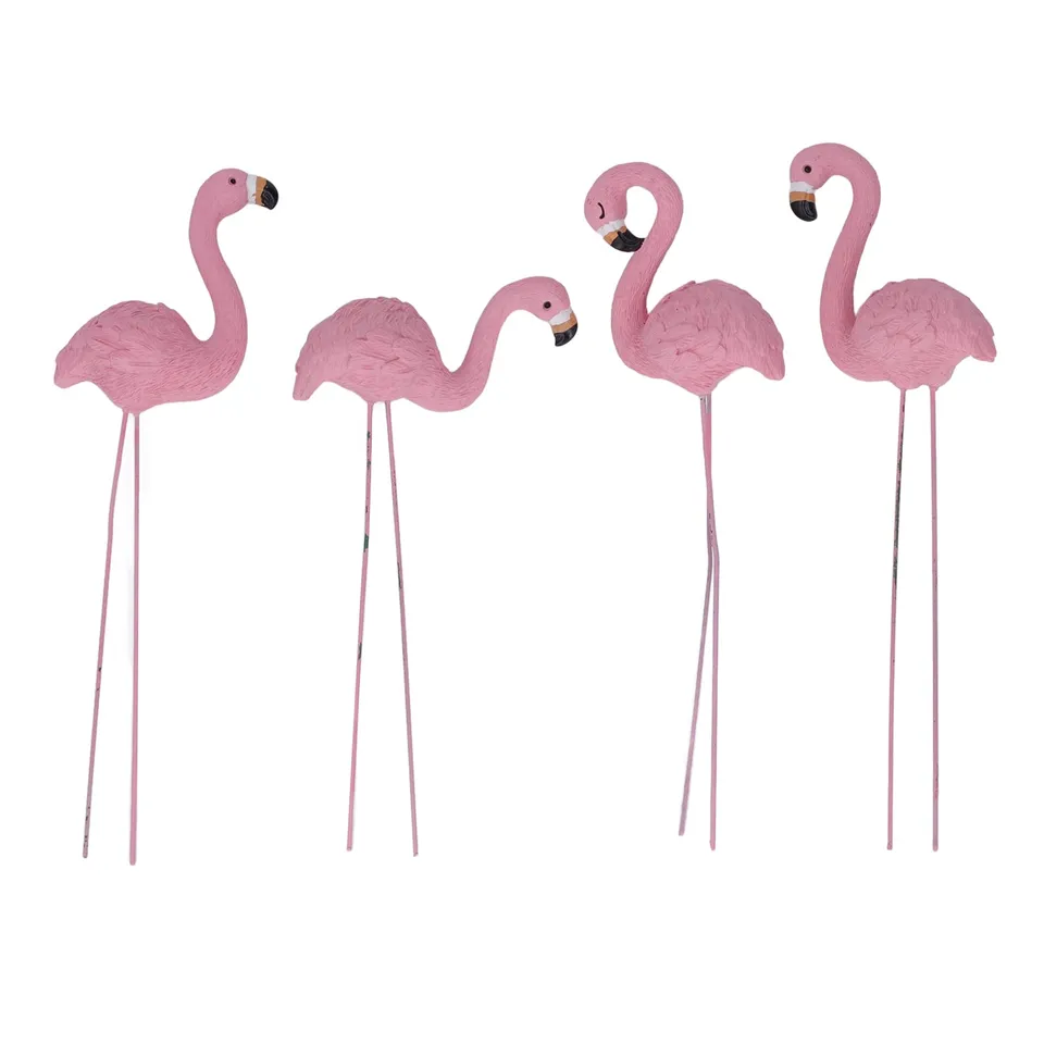Omabeta Home Décor & Bathroom Décor flamants roses décorations de jardin lot de 4 résine