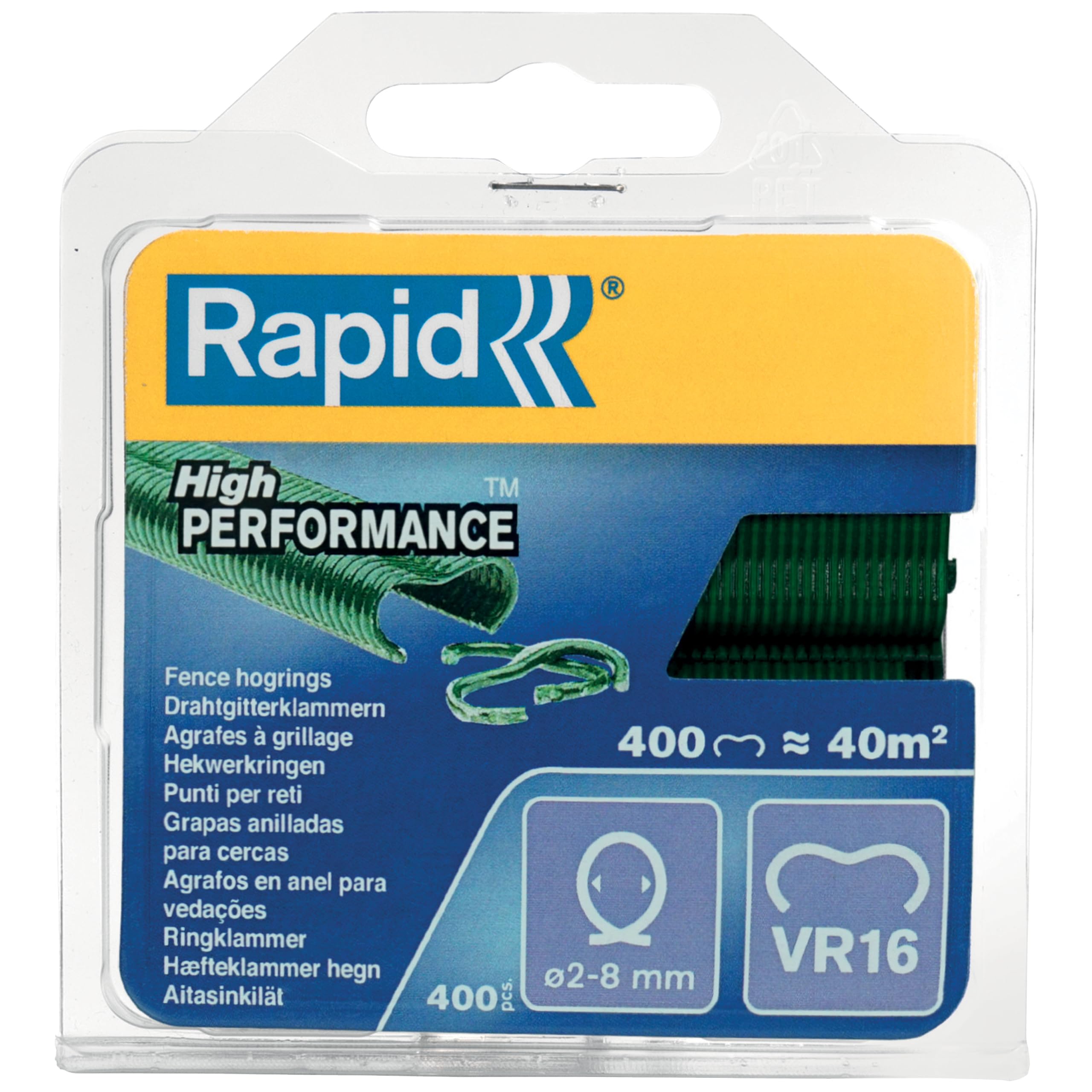Rapid’os 16 Jardin VR16 agrafes à grillage vertes 400 pièces galvanisées