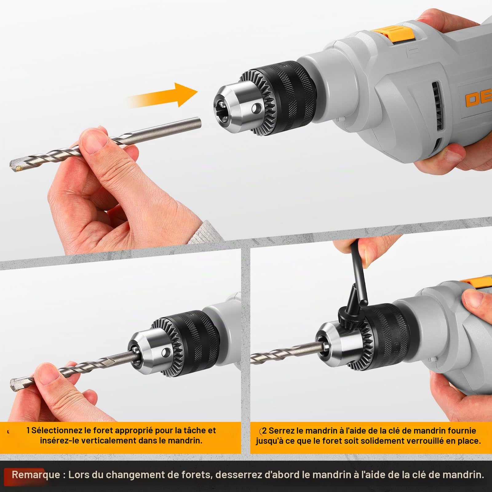 DEKOPRO POWER TOOLS perceuse à percussion 900 W filaire