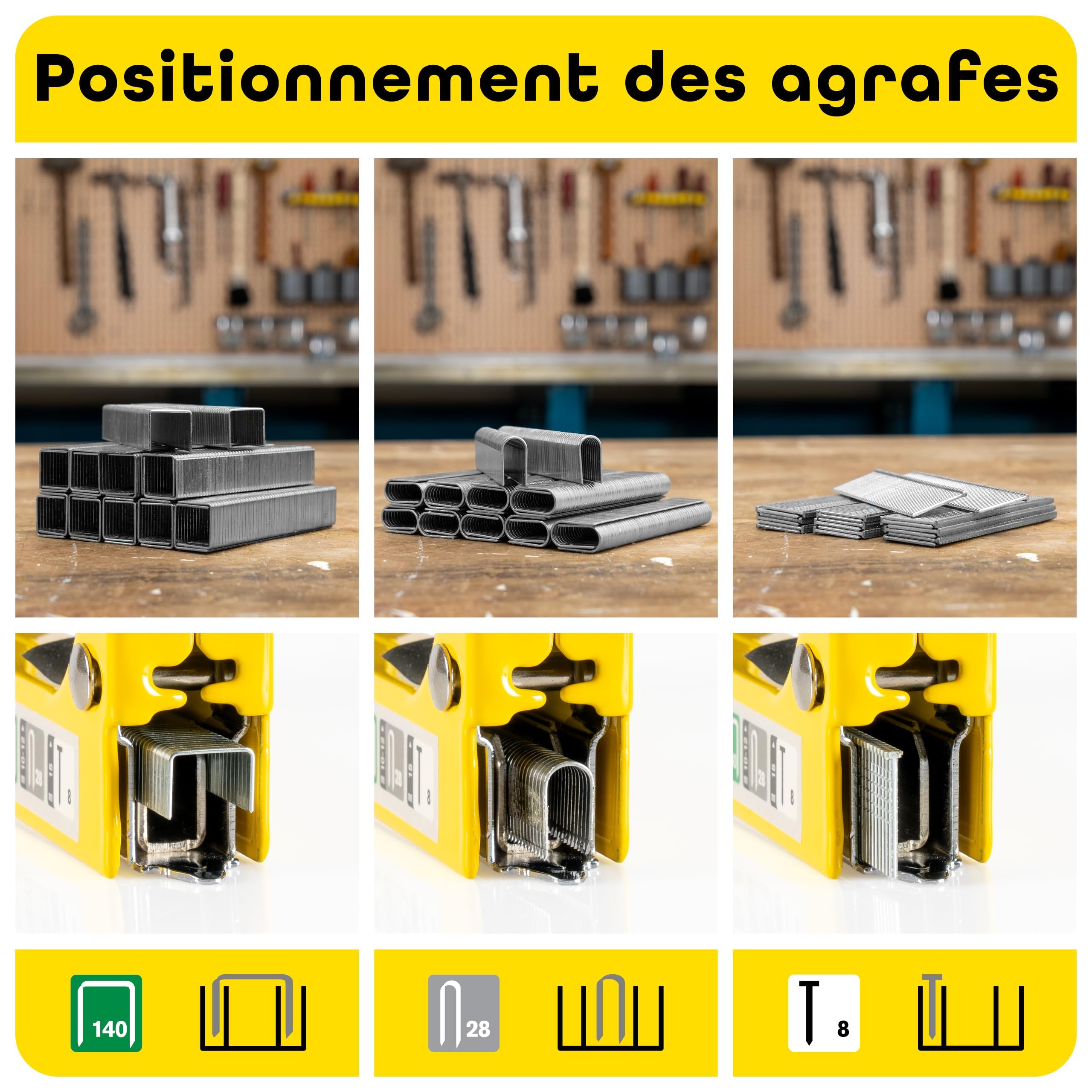 Rapid’os 16 Agrafage NUNU agrafeuse manuelle 3-en-1 avec 3000 agrafes et clous