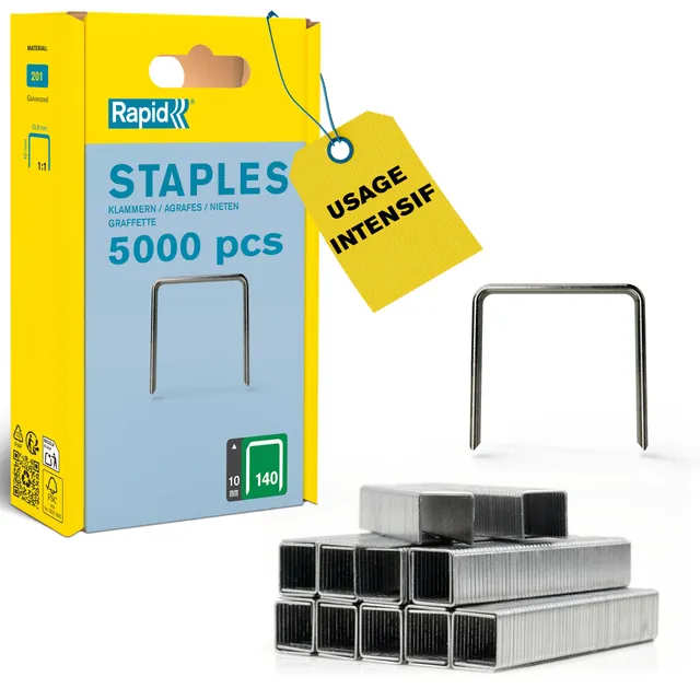 Rapid’os 16 Agrafage n°140 agrafes fil plat 10 mm, 5000 pièces, galvanisées