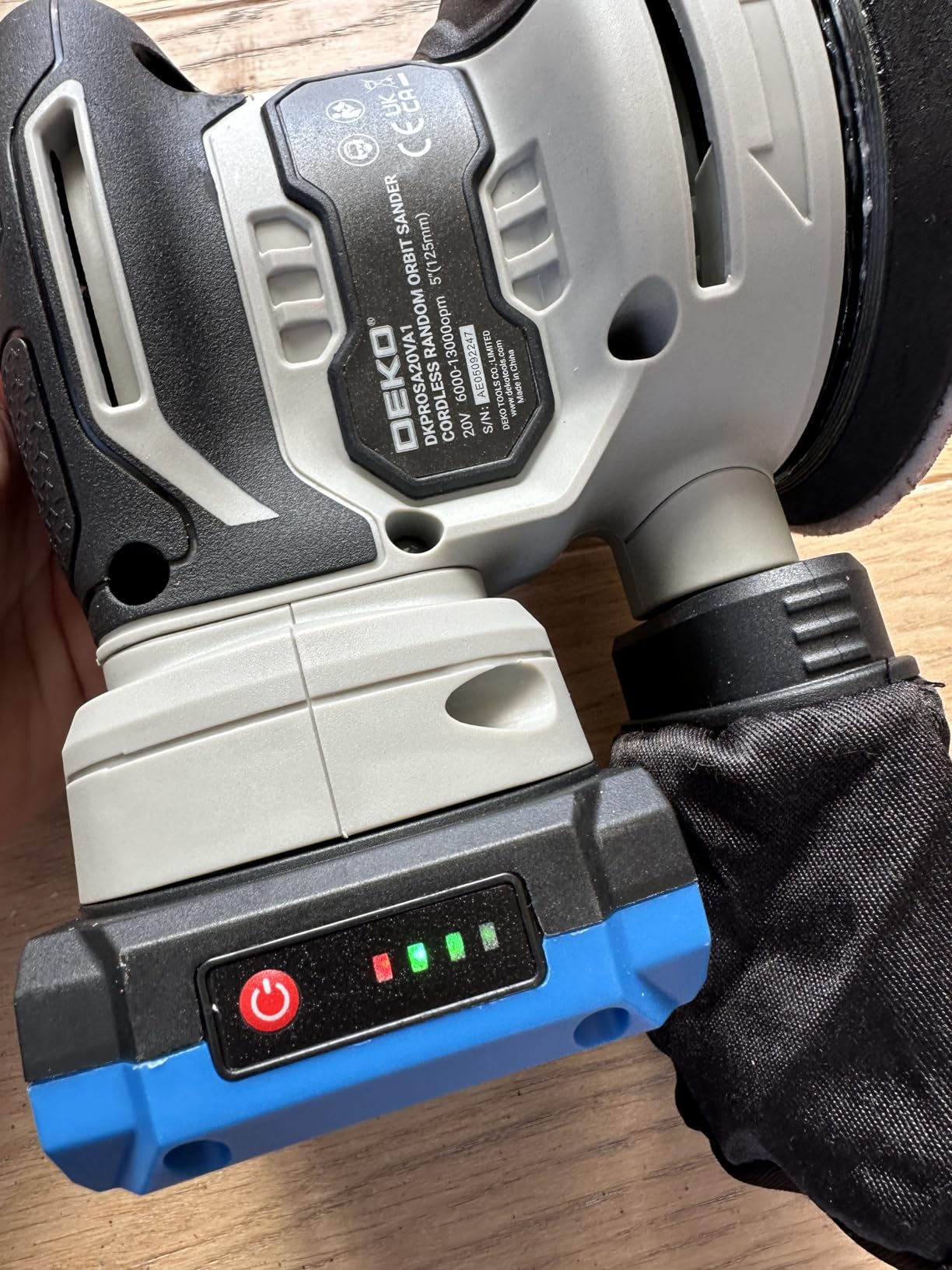 DEKOPRO POWER TOOLS ponceuse excentrique 20 V 125 mm bleue