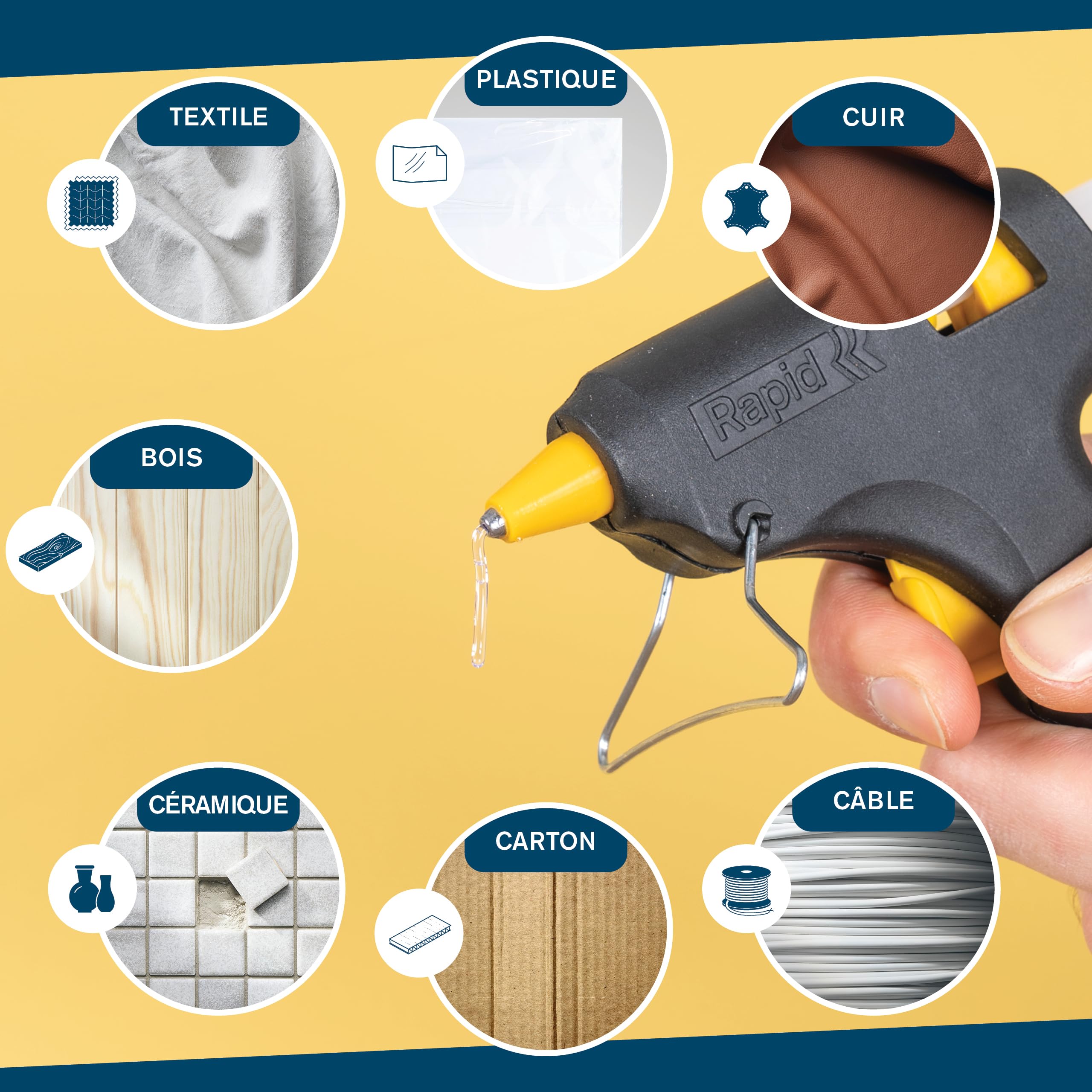 Rapid’os 16 Collage HOBBY pistolet à colle Ø7 mm avec 30 bâtons
