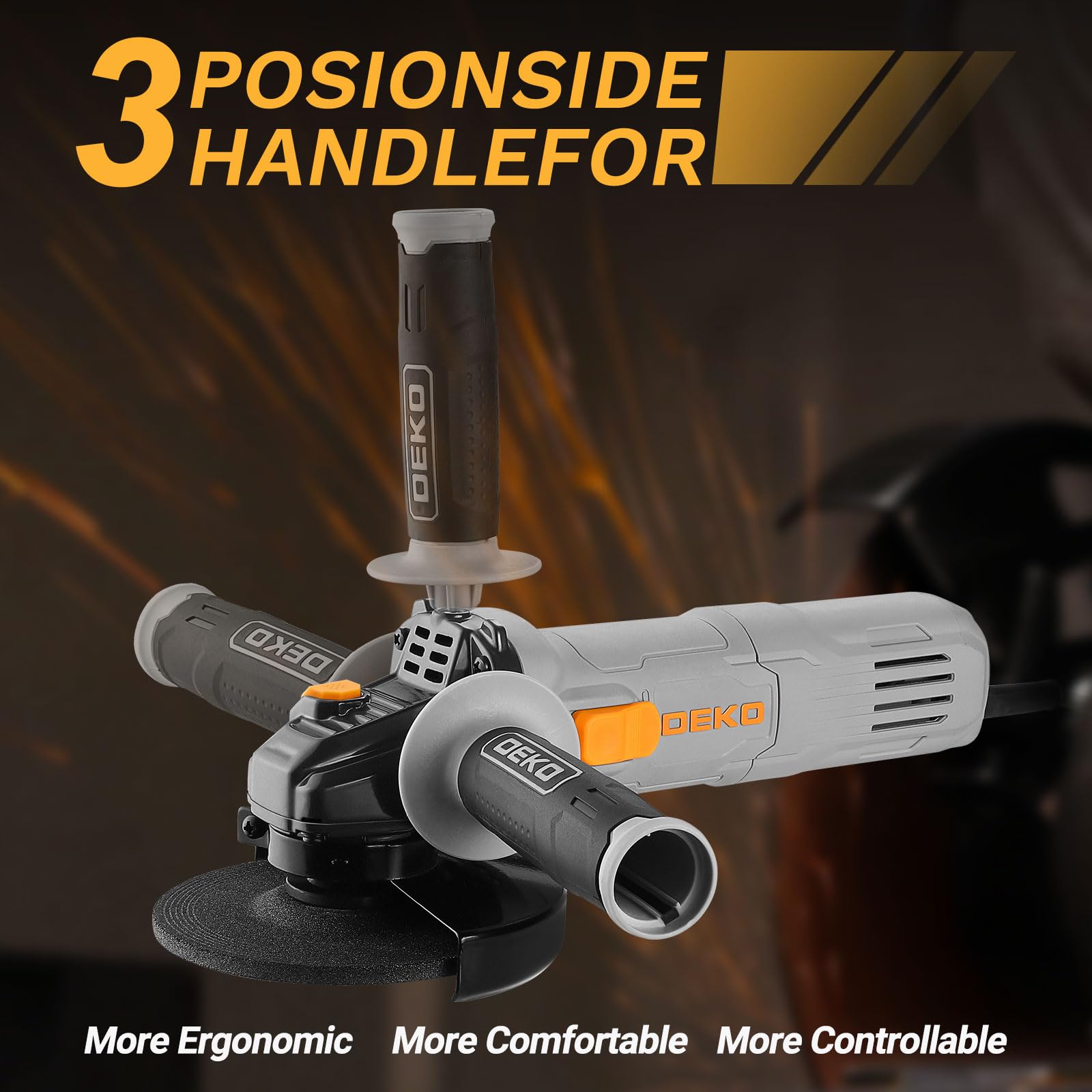 DEKOPRO POWER TOOLS meuleuse d’angle 800 W 125 mm avec poignée auxiliaire
