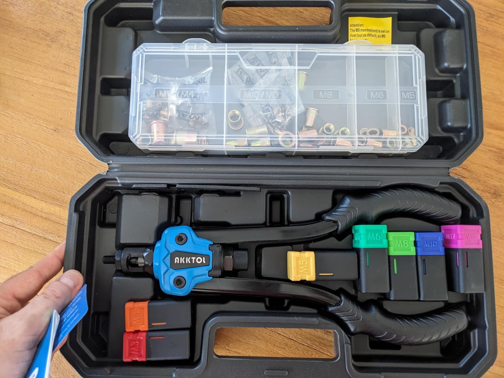 AKKTOL Rivet Nut Tools pince à insert fileté avec coffret, 7 mandrins M3-M12