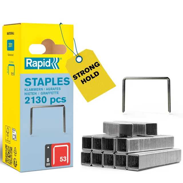 Rapid Agrafage 5000742 agrafes n°53 8 mm galvanisées, 2 130 pièces