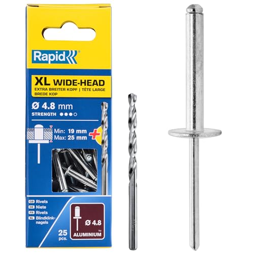 Rapid Rivetage XL rivets 4 × 10 mm, lot de 50 avec foret