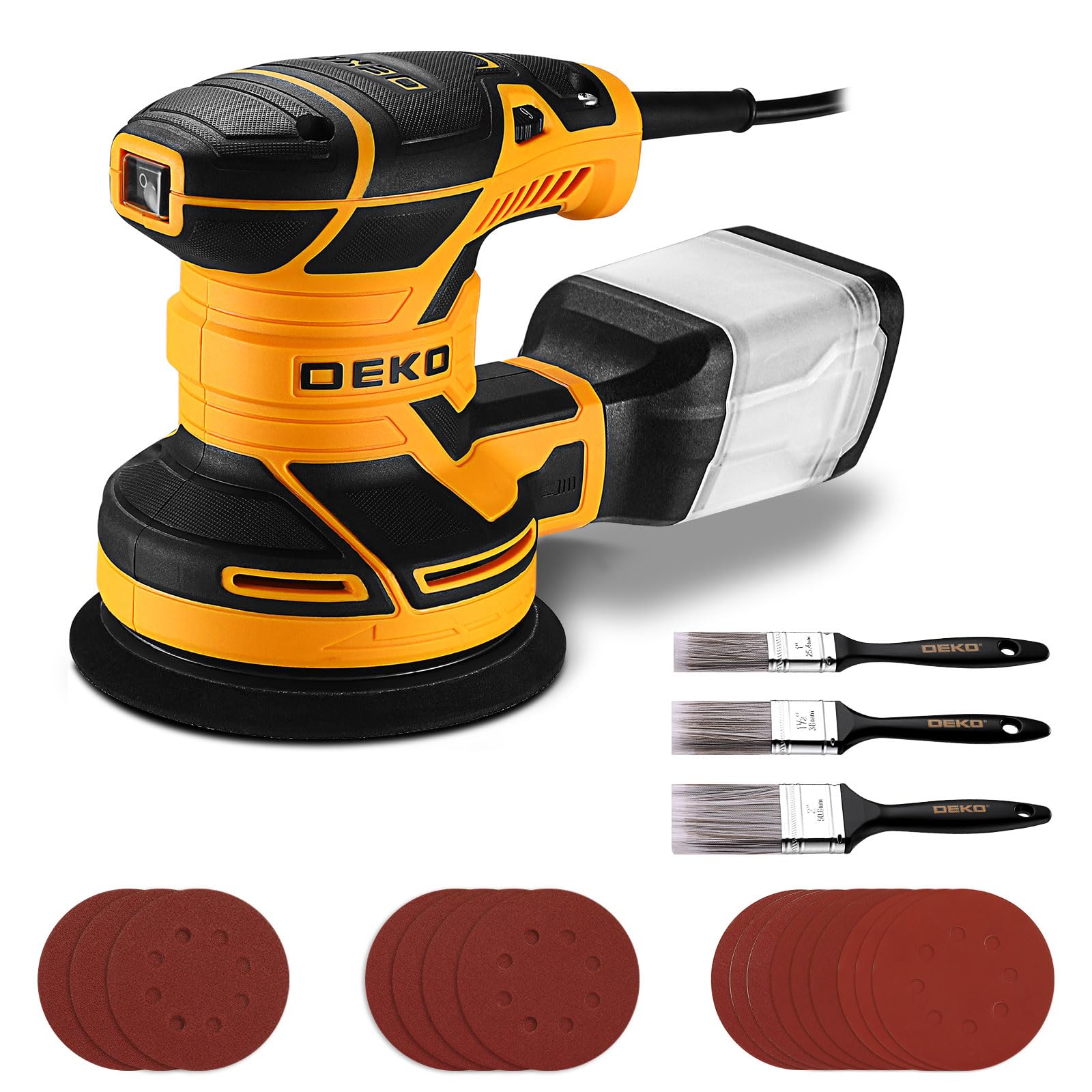 DEKOPRO POWER TOOLS ponceuse excentrique 300 W 125 mm jaune