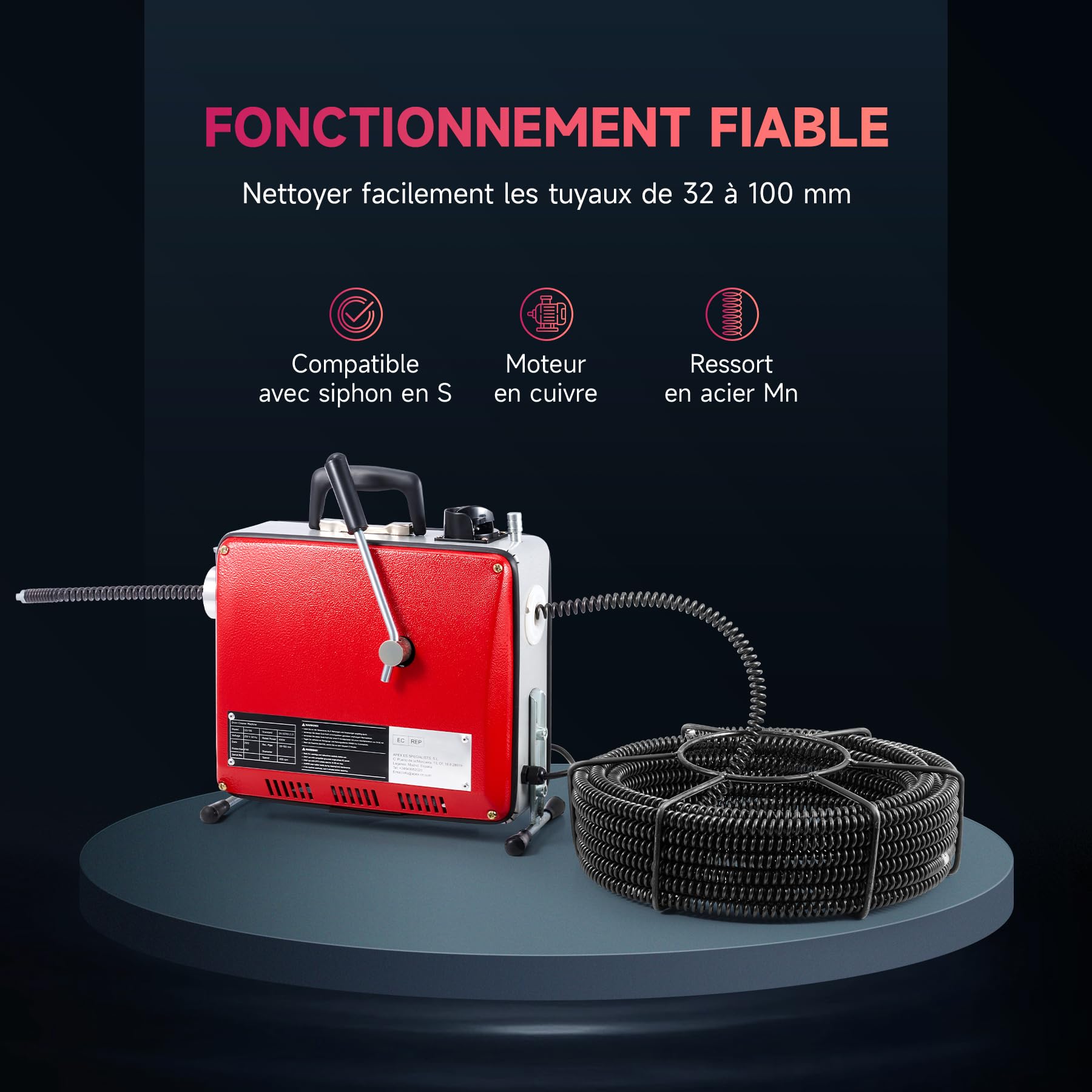 ZELCAN Pipe Cleaning Machine déboucheur électrique 20 m 400 W