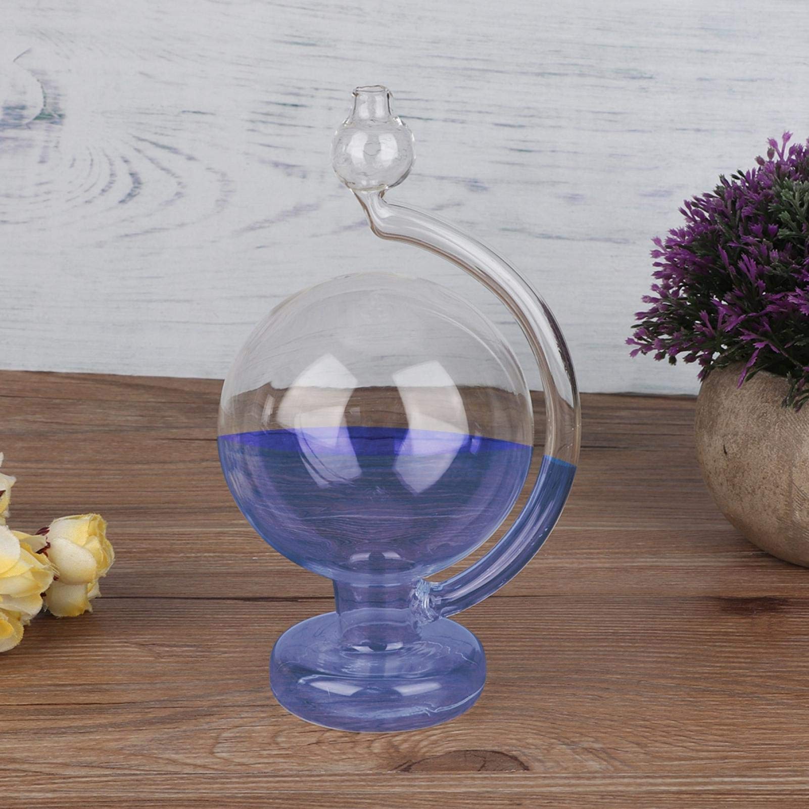 Omabeta Home Décor & Bathroom Décor bouteille météo en verre bleue 15 cm