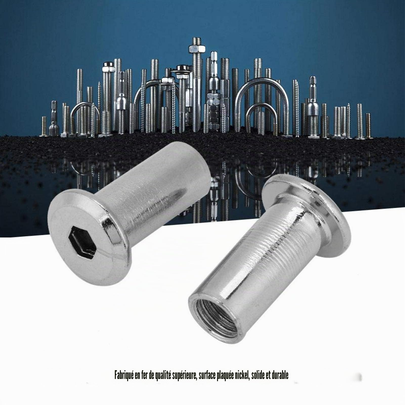 Omabeta Fasteners, Screws & Springs écrous plats M8 × 22 mm 30 pièces en fer