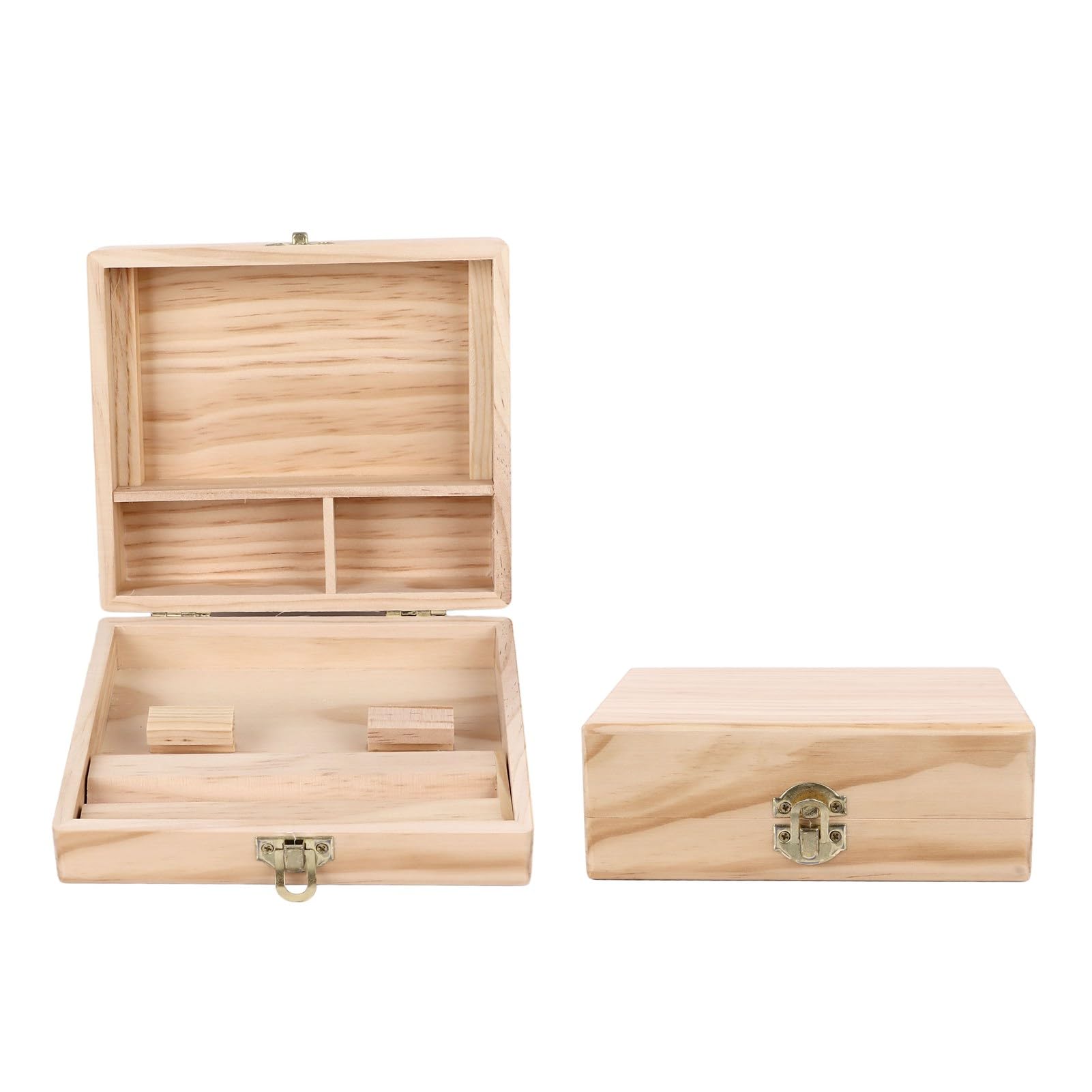 Omabeta Home Décor & Bathroom Décor Boîte de rangement en pin 4 compartiments avec serrure