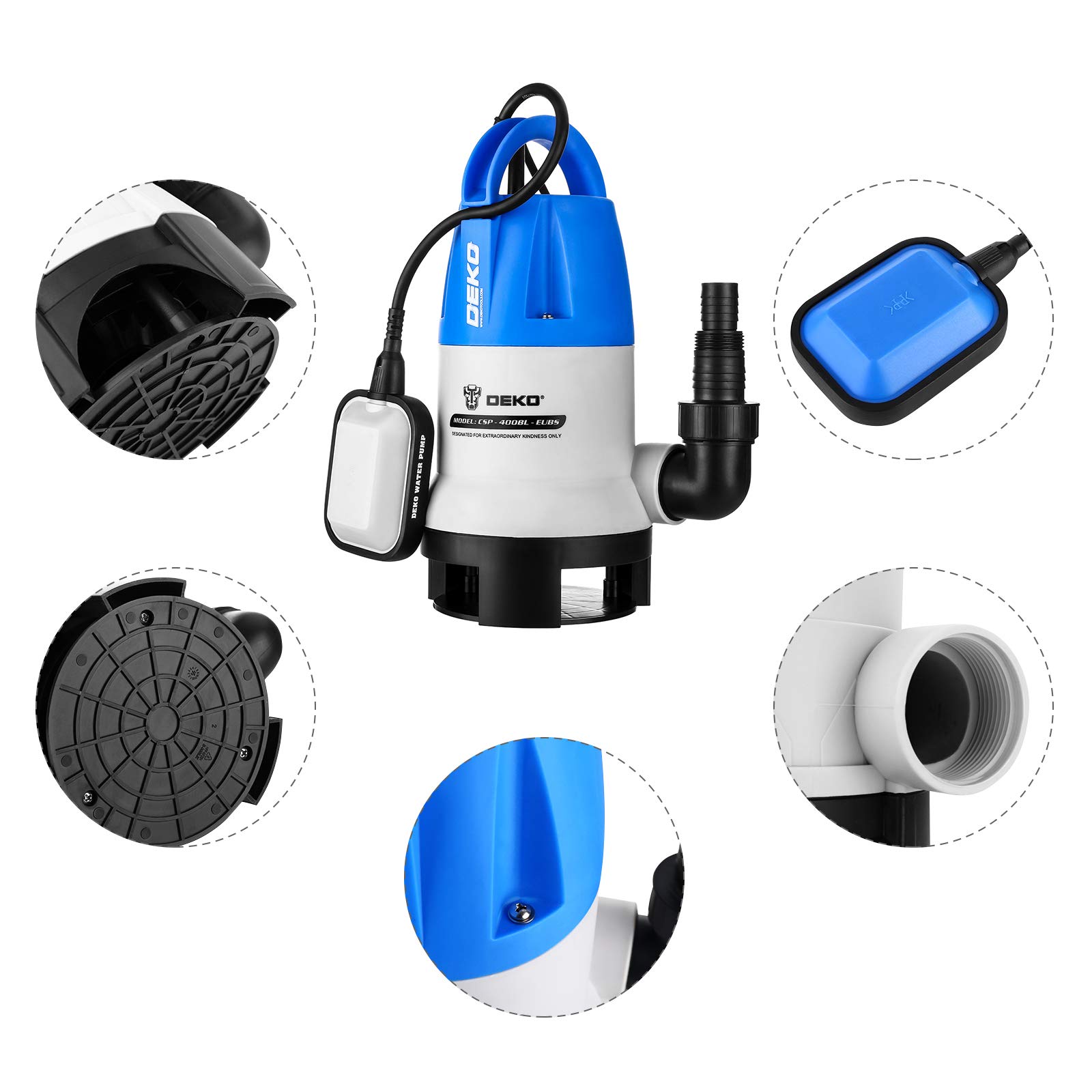 DEKOPRO SUMP PUMP 400 W pompe submersible 8 000 l/h à flotteur