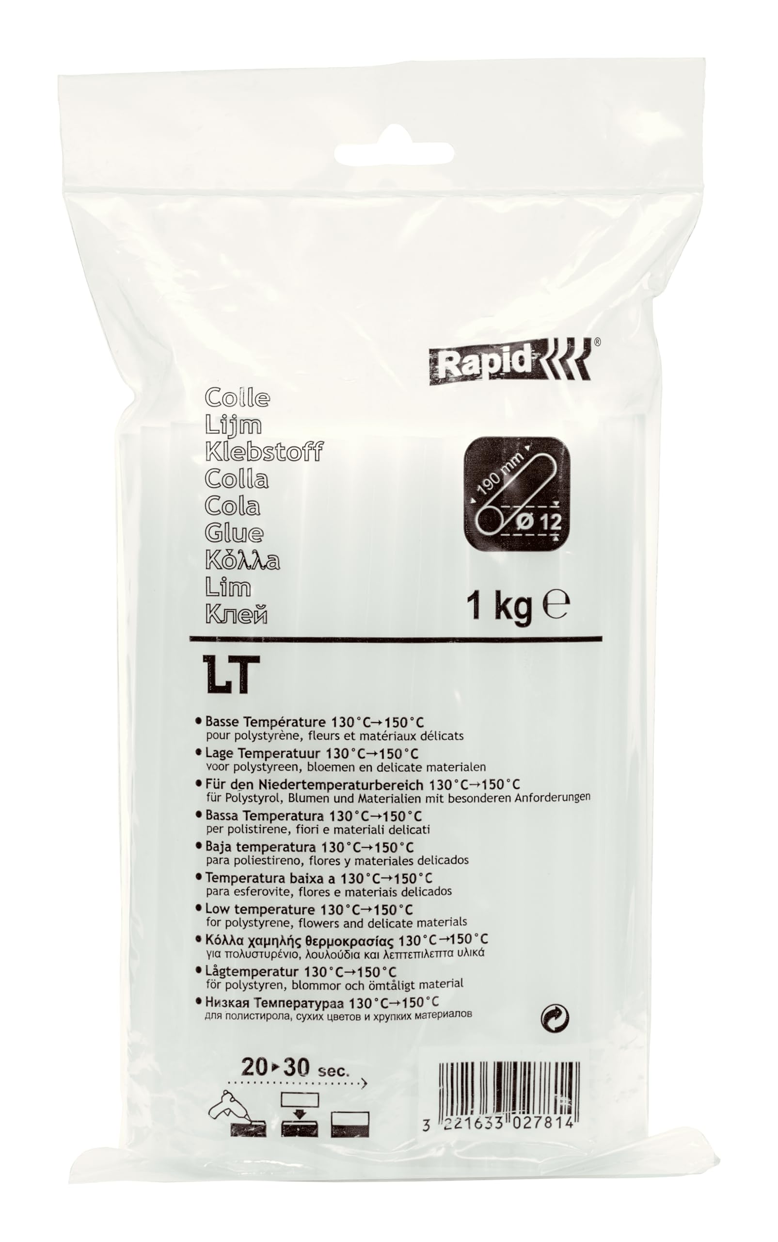 Rapid’os 16 Collage bâtons de colle basse température 1 kg transparents