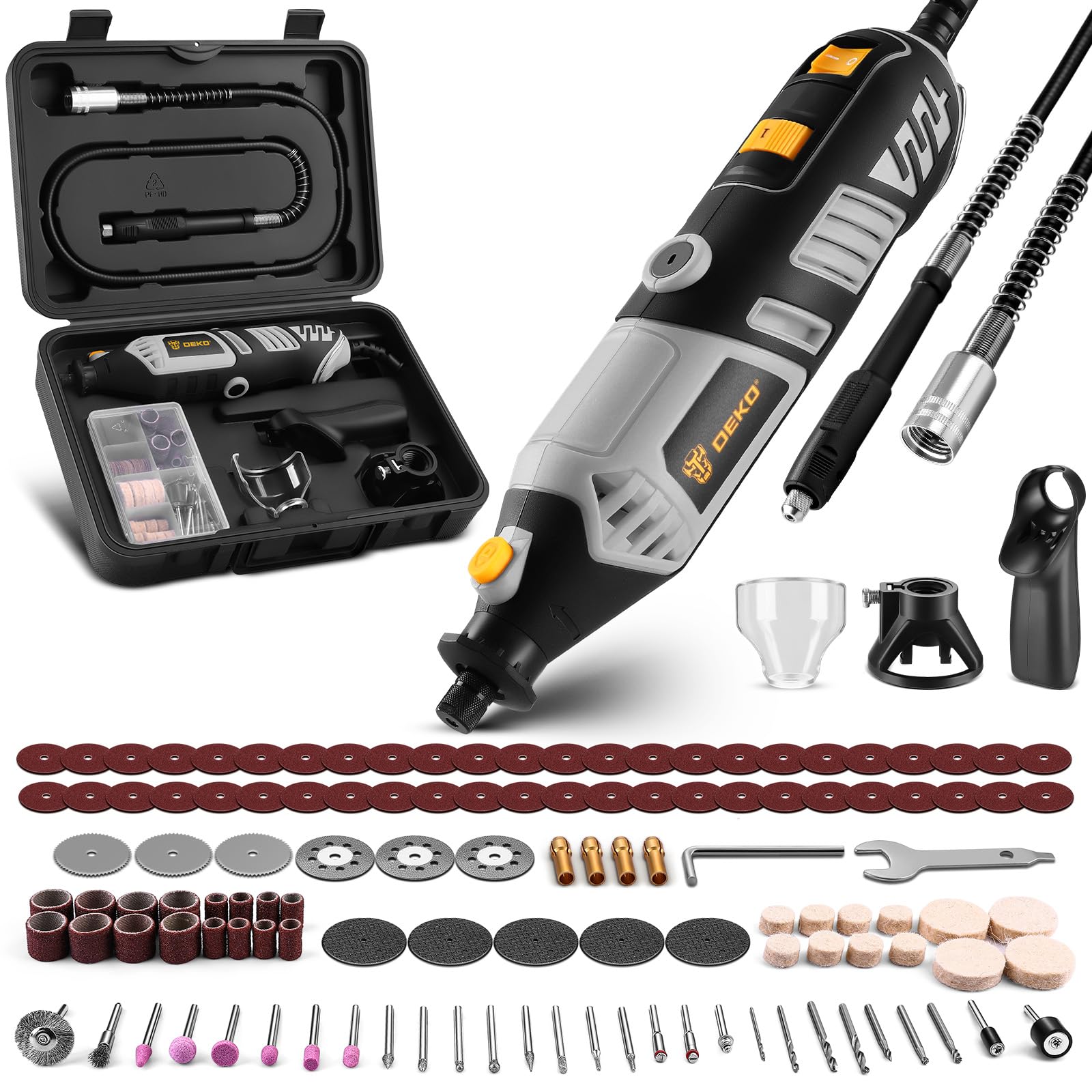 DEKOPRO POWER TOOLS outil rotatif multifonction 126 pièces noir rosé 170 W