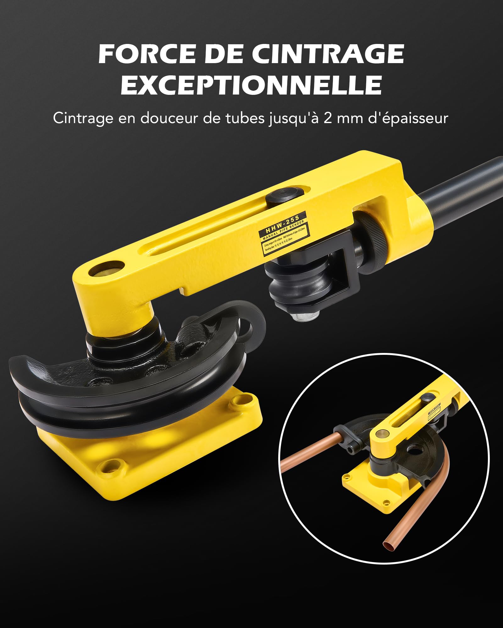 ZELCAN pipe bender cintreuse de tuyau 10–25 mm, 7 matrices, manuelle