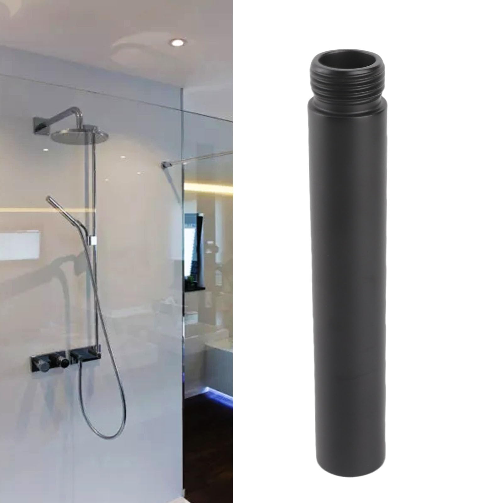 Omabeta Home Décor & Bathroom Décor rallonge de douche noire en acier inoxydable